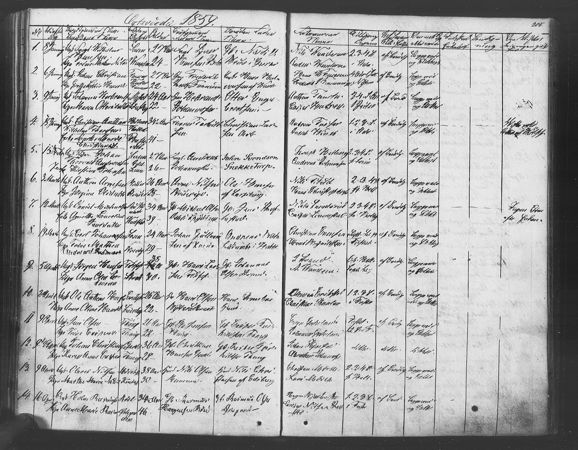 Vestby prestekontor Kirkebøker, AV/SAO-A-10893/F/Fa/L0007: Parish register (official) no. I 7, 1850-1862, p. 205