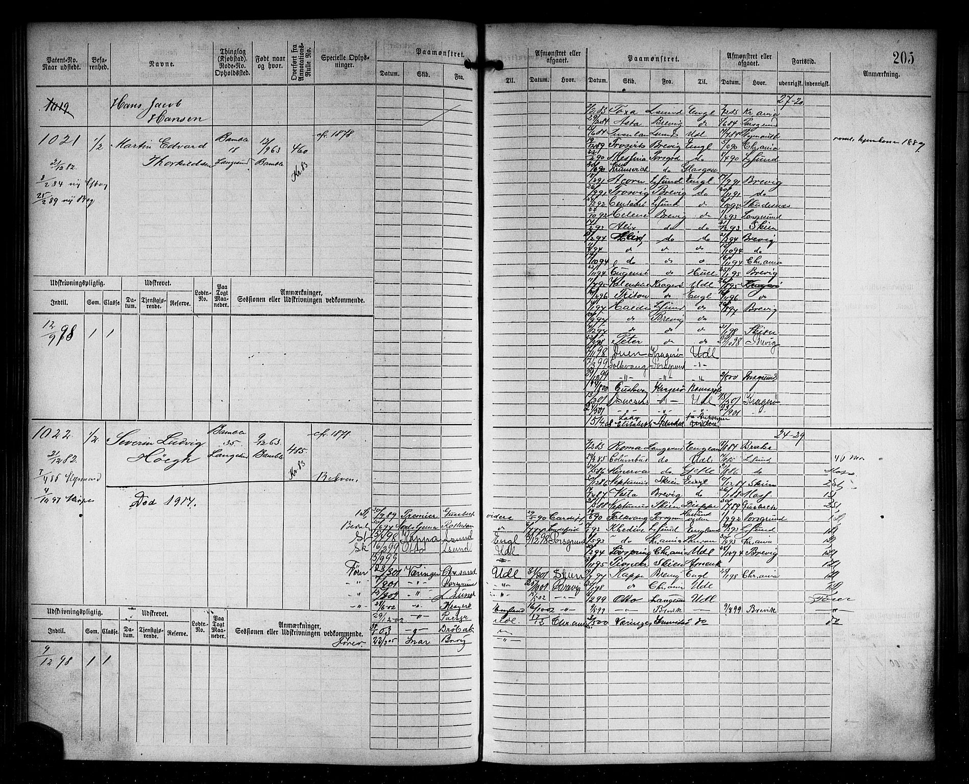 Langesund innrulleringskontor, AV/SAKO-A-831/F/Fc/L0003: Hovedrulle, 1870-1891, p. 207