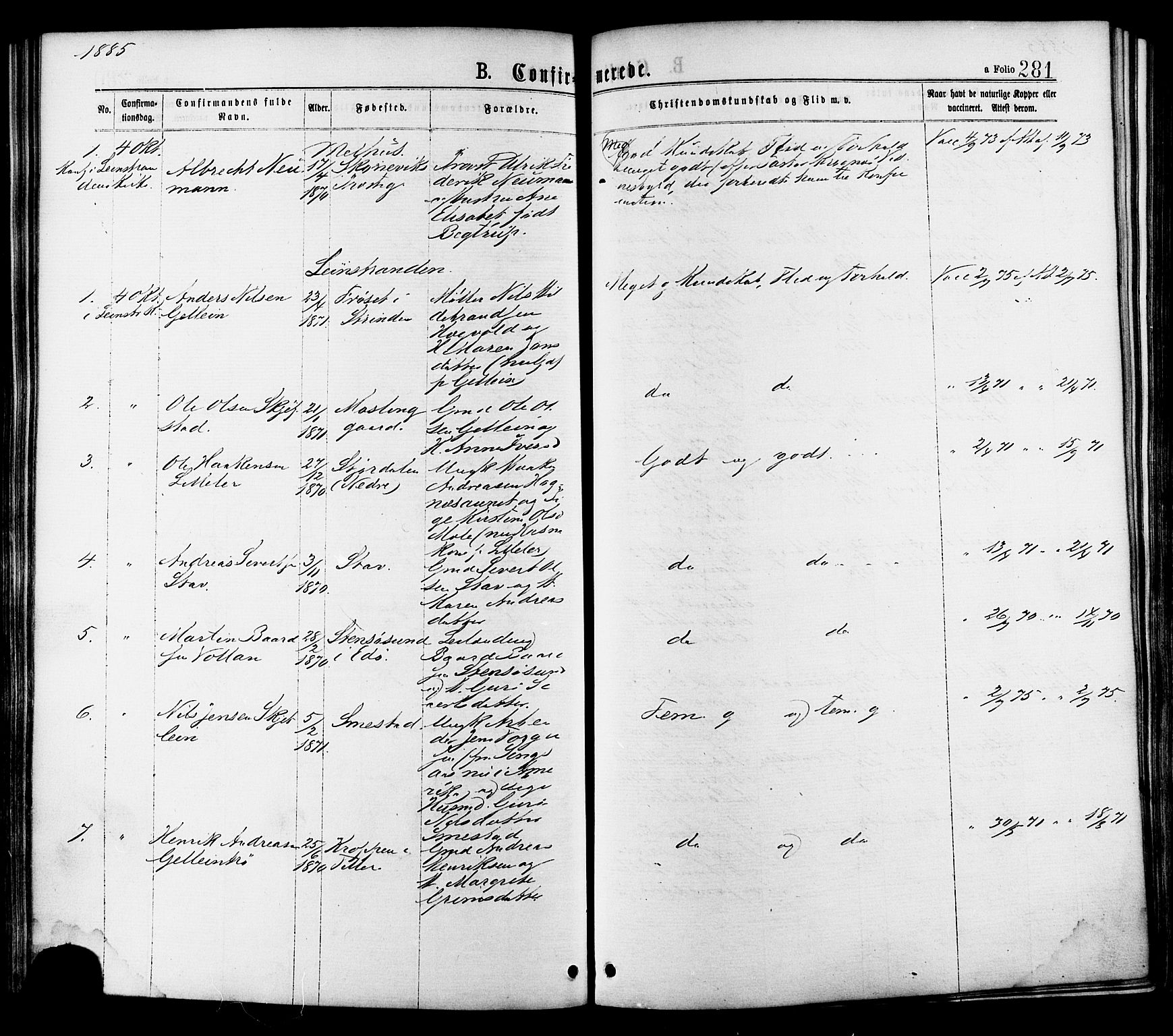 Ministerialprotokoller, klokkerbøker og fødselsregistre - Sør-Trøndelag, AV/SAT-A-1456/691/L1079: Parish register (official) no. 691A11, 1873-1886, p. 281