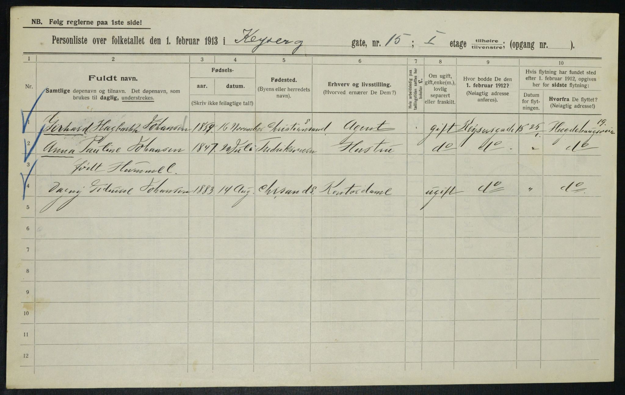 OBA, Municipal Census 1913 for Kristiania, 1913, p. 49159