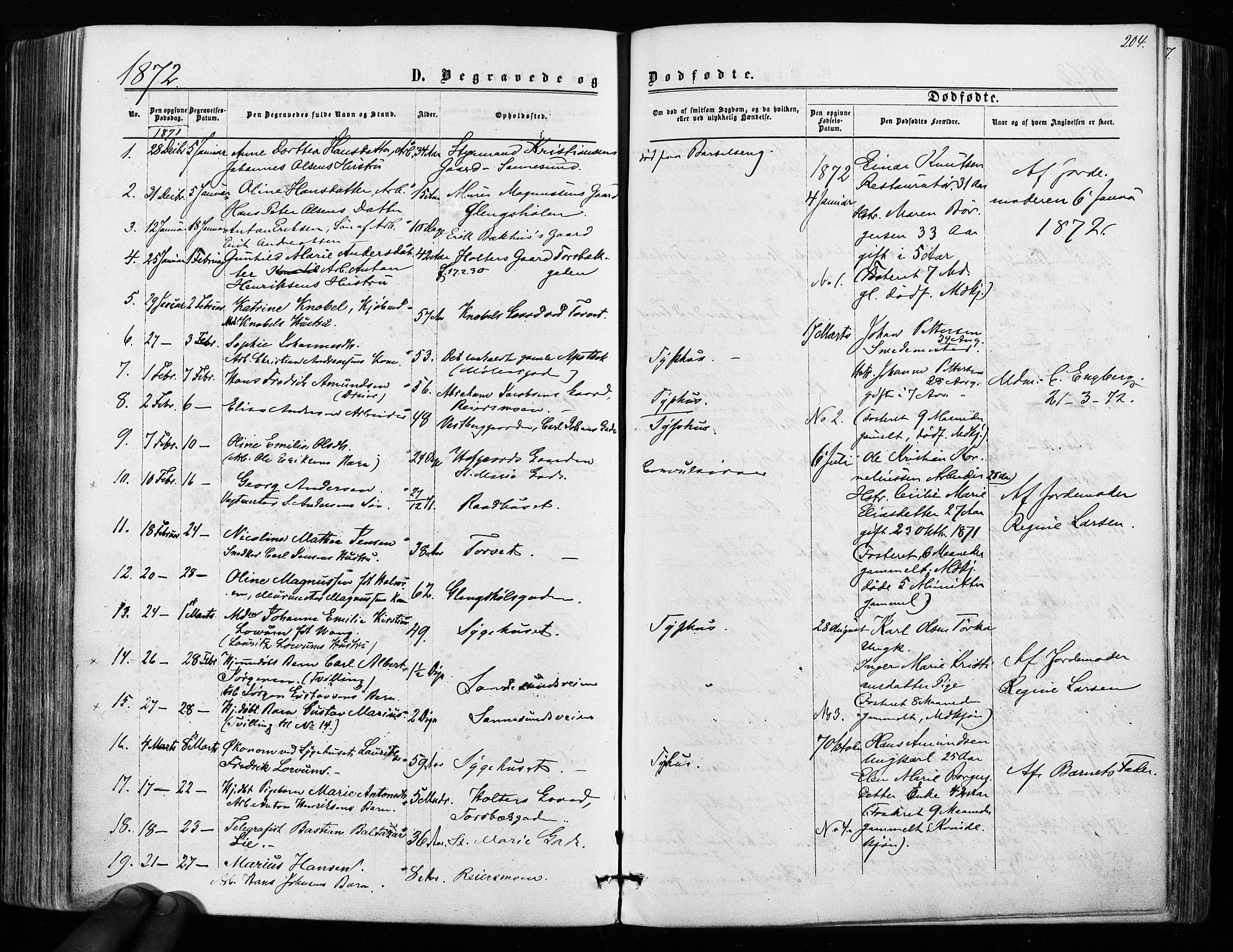 Sarpsborg prestekontor Kirkebøker, SAO/A-2006/F/Fa/L0002: Parish register (official) no. 2, 1869-1877, p. 204