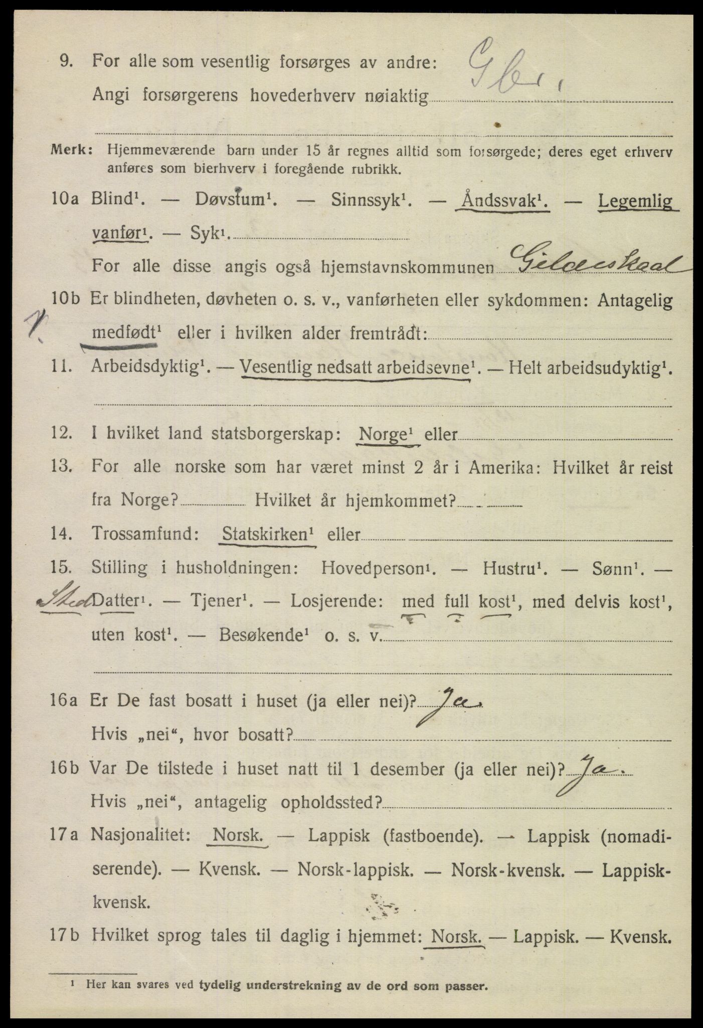 SAT, 1920 census for Gildeskål, 1920, p. 7665