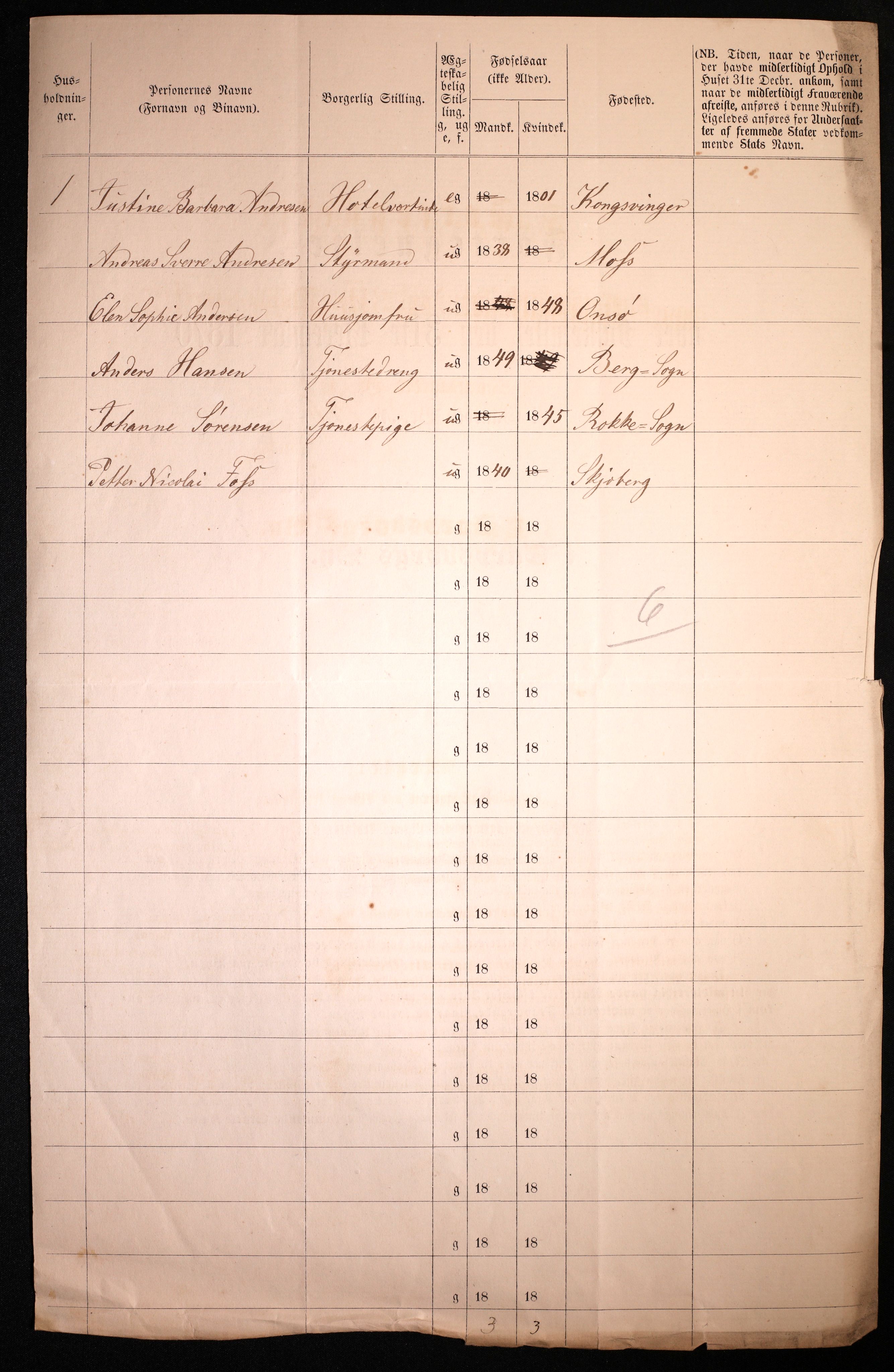 RA, 1870 census for 0102 Sarpsborg, 1870, p. 598