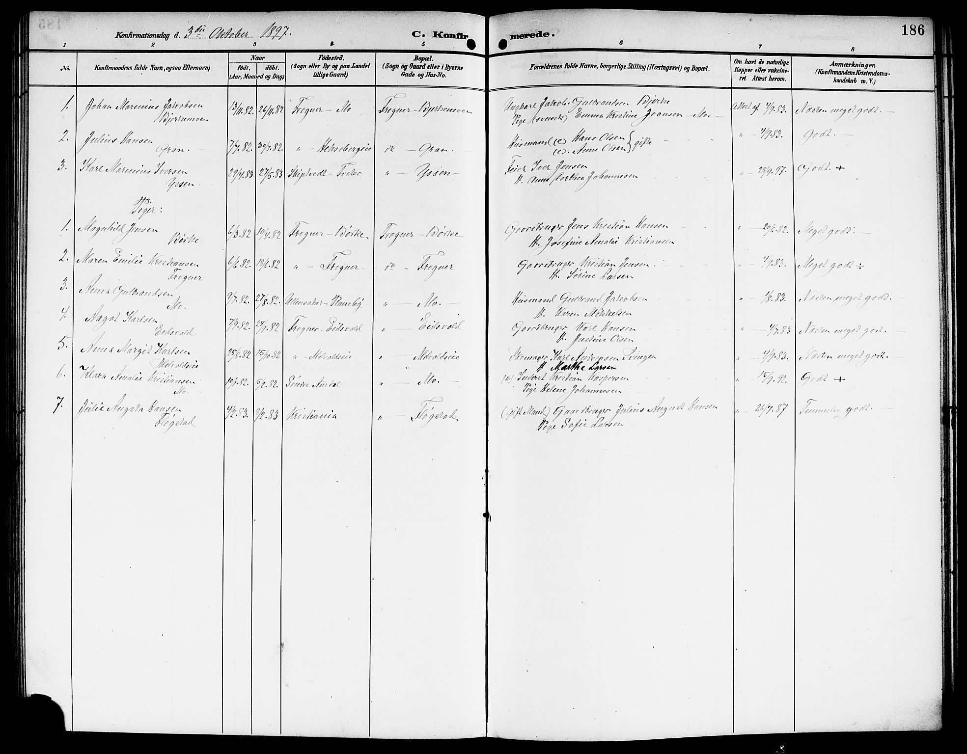 Sørum prestekontor Kirkebøker, AV/SAO-A-10303/G/Ga/L0006: Parish register (copy) no. I 6, 1894-1906, p. 186