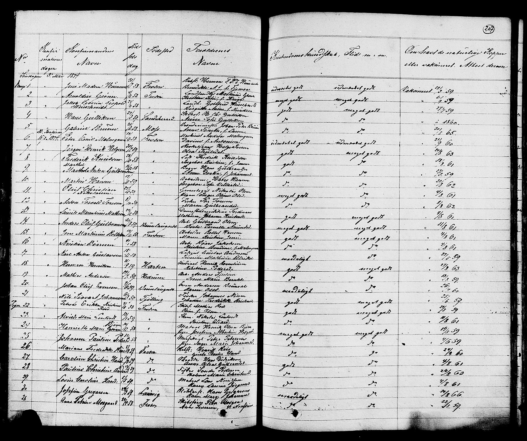 Stavern kirkebøker, SAKO/A-318/G/Ga/L0002: Parish register (copy) no. 2, 1839-1909, p. 207