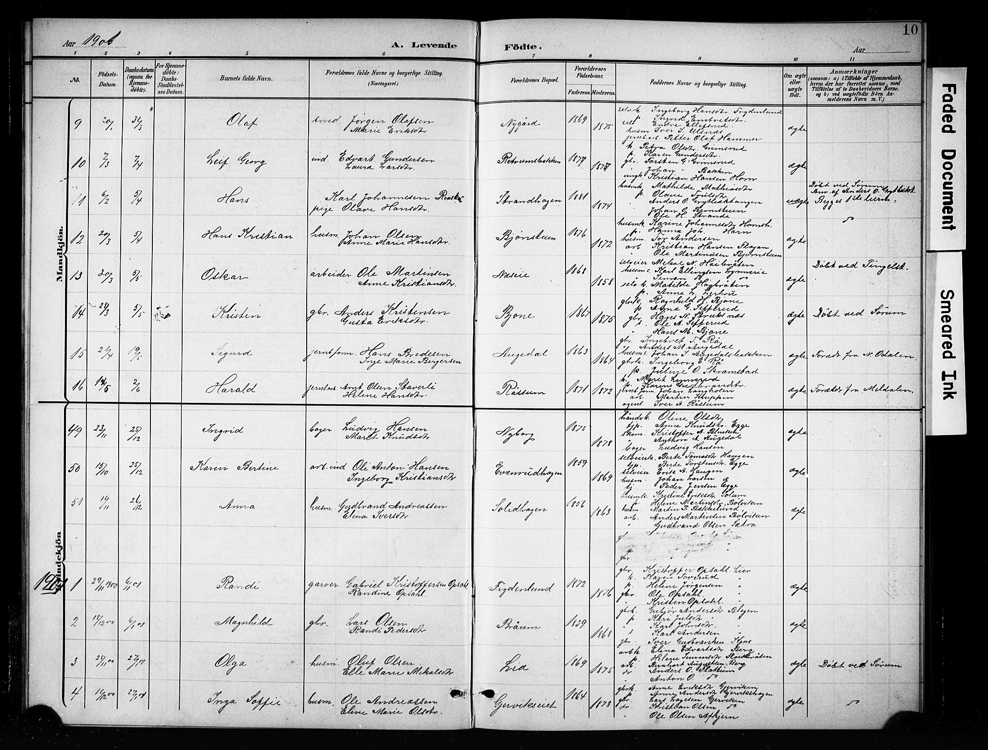 Brandbu prestekontor, SAH/PREST-114/H/Ha/Hab/L0005: Parish register (copy) no. 5, 1900-1913, p. 10