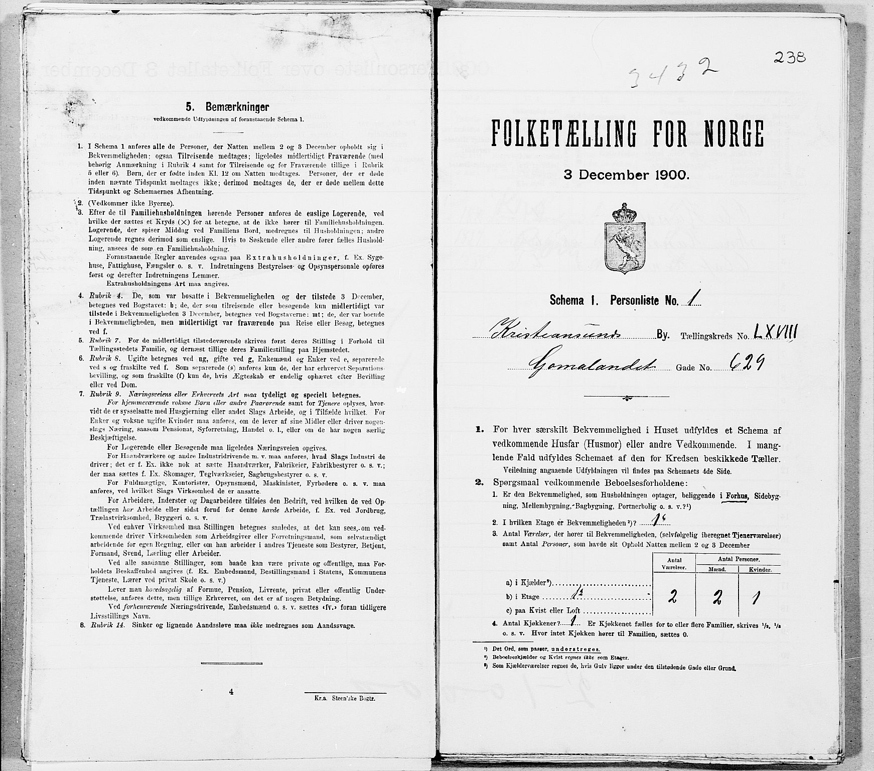 SAT, 1900 census for Kristiansund, 1900, p. 8289
