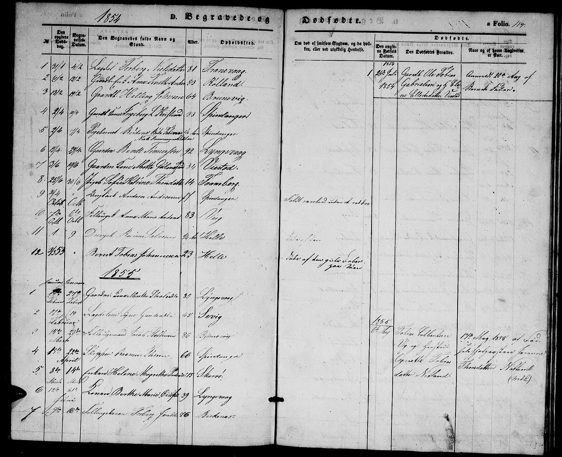 Herad sokneprestkontor, SAK/1111-0018/F/Fb/Fbb/L0002: Parish register (copy) no. B 2, 1853-1871, p. 114