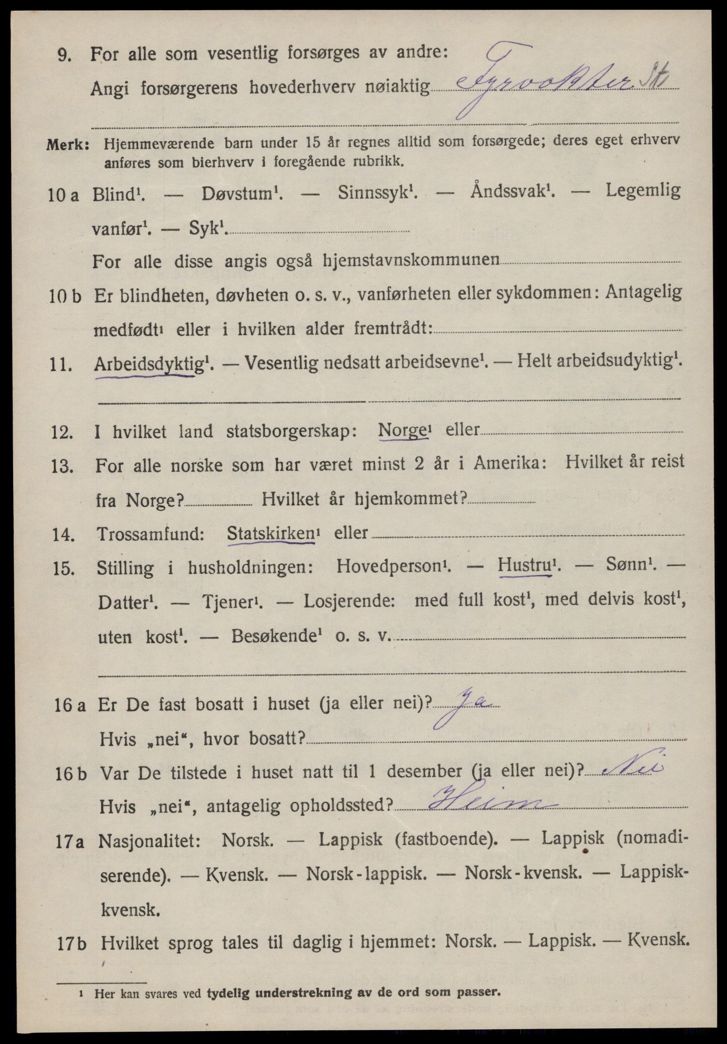 SAT, 1920 census for Sandstad, 1920, p. 1924