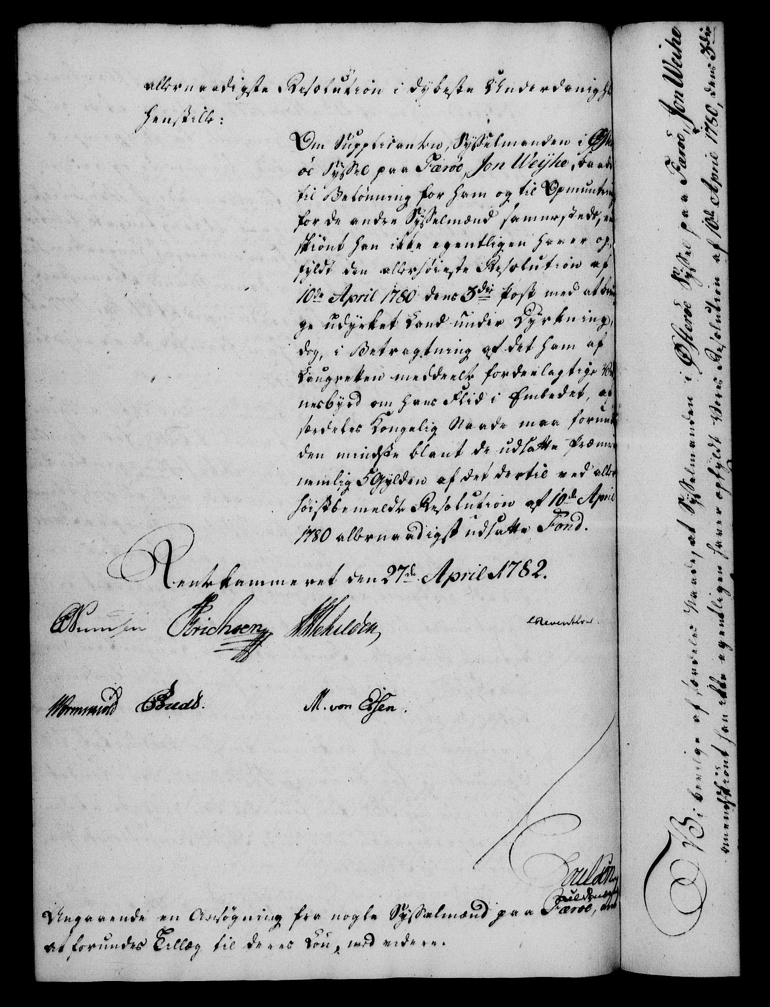 Rentekammeret, Kammerkanselliet, RA/EA-3111/G/Gf/Gfa/L0064: Norsk relasjons- og resolusjonsprotokoll (merket RK 52.64), 1782, p. 245