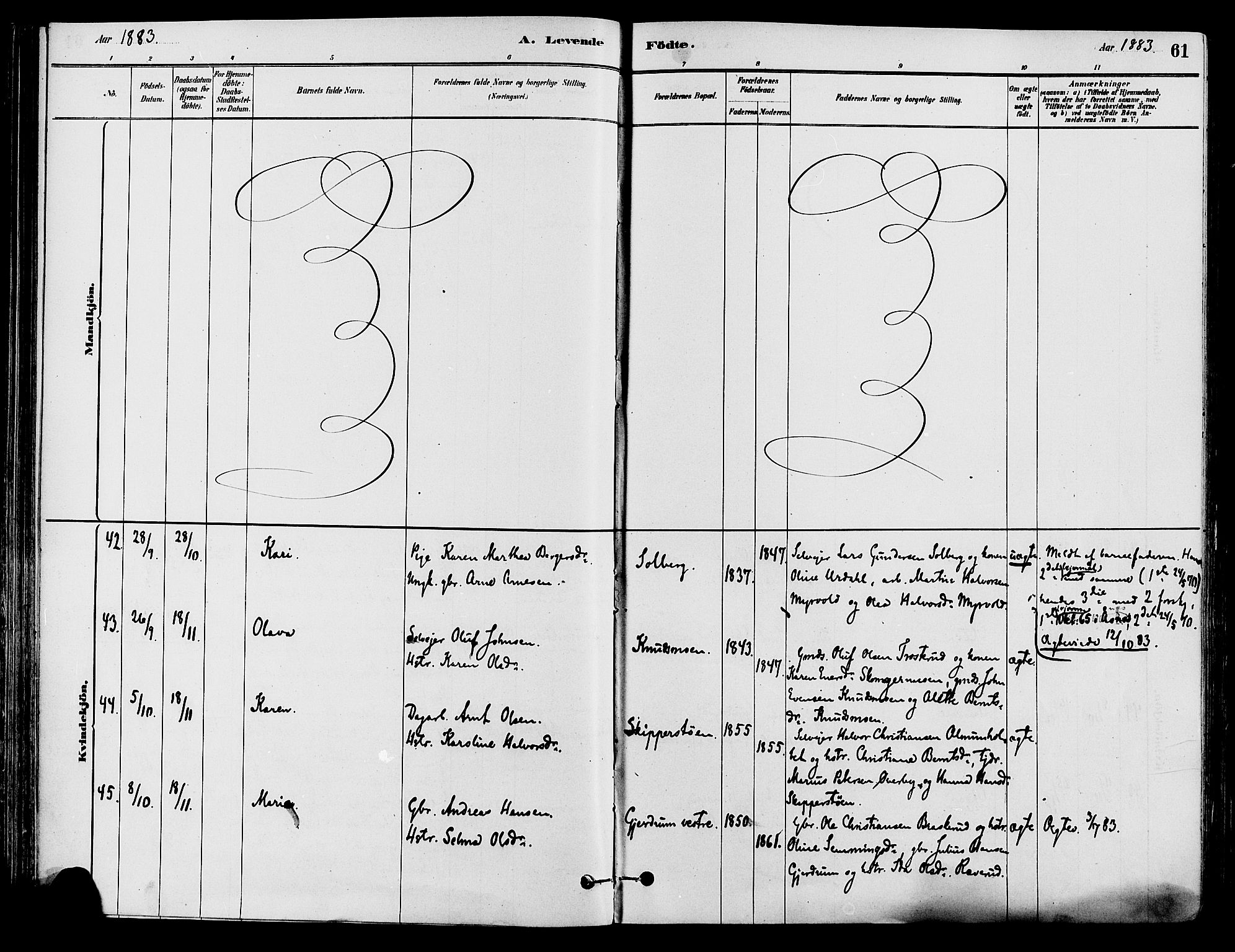 Våler prestekontor, Hedmark, AV/SAH-PREST-040/H/Ha/Haa/L0002: Parish register (official) no. 3, 1879-1911, p. 61