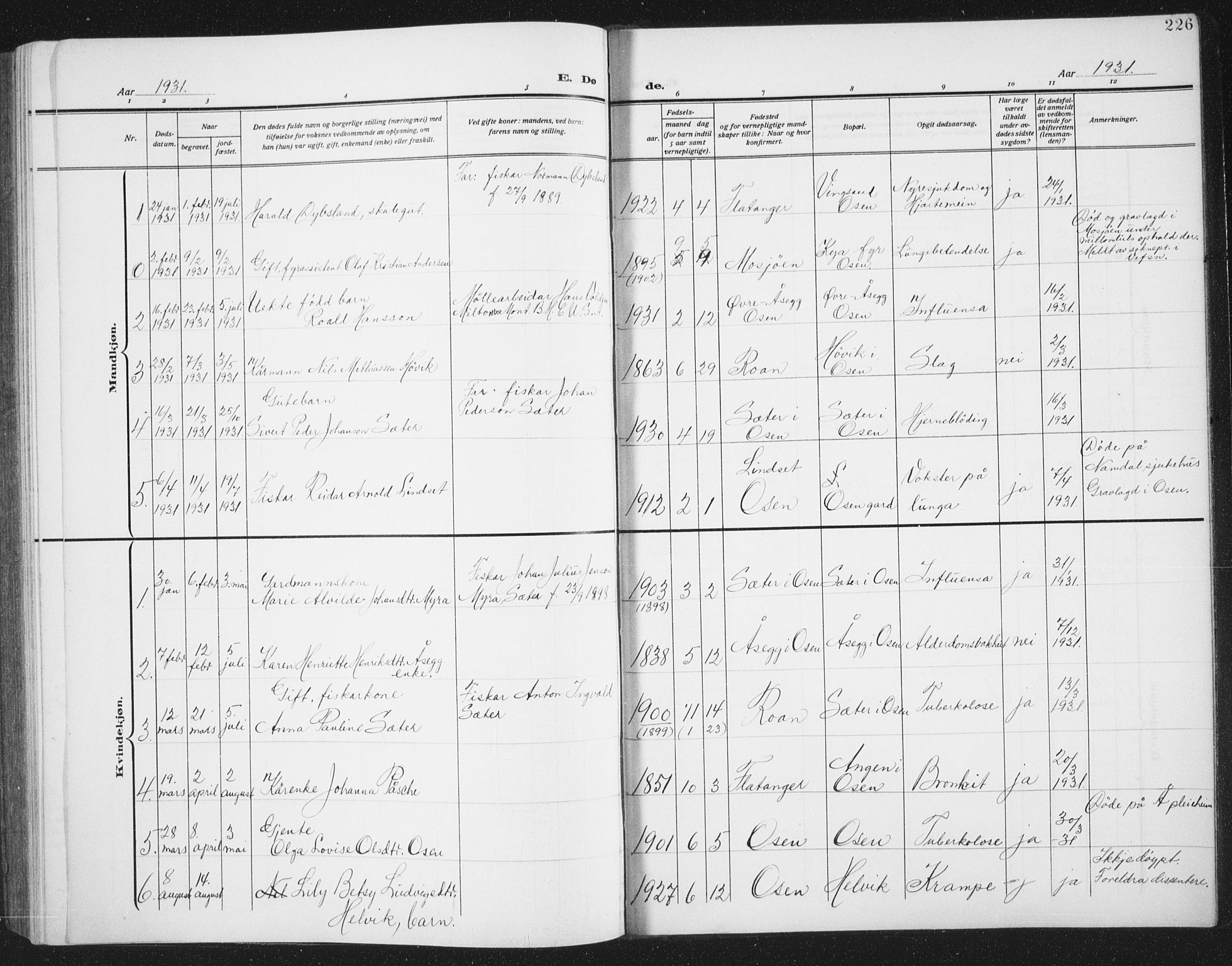 Ministerialprotokoller, klokkerbøker og fødselsregistre - Sør-Trøndelag, SAT/A-1456/658/L0727: Parish register (copy) no. 658C03, 1909-1935, p. 226