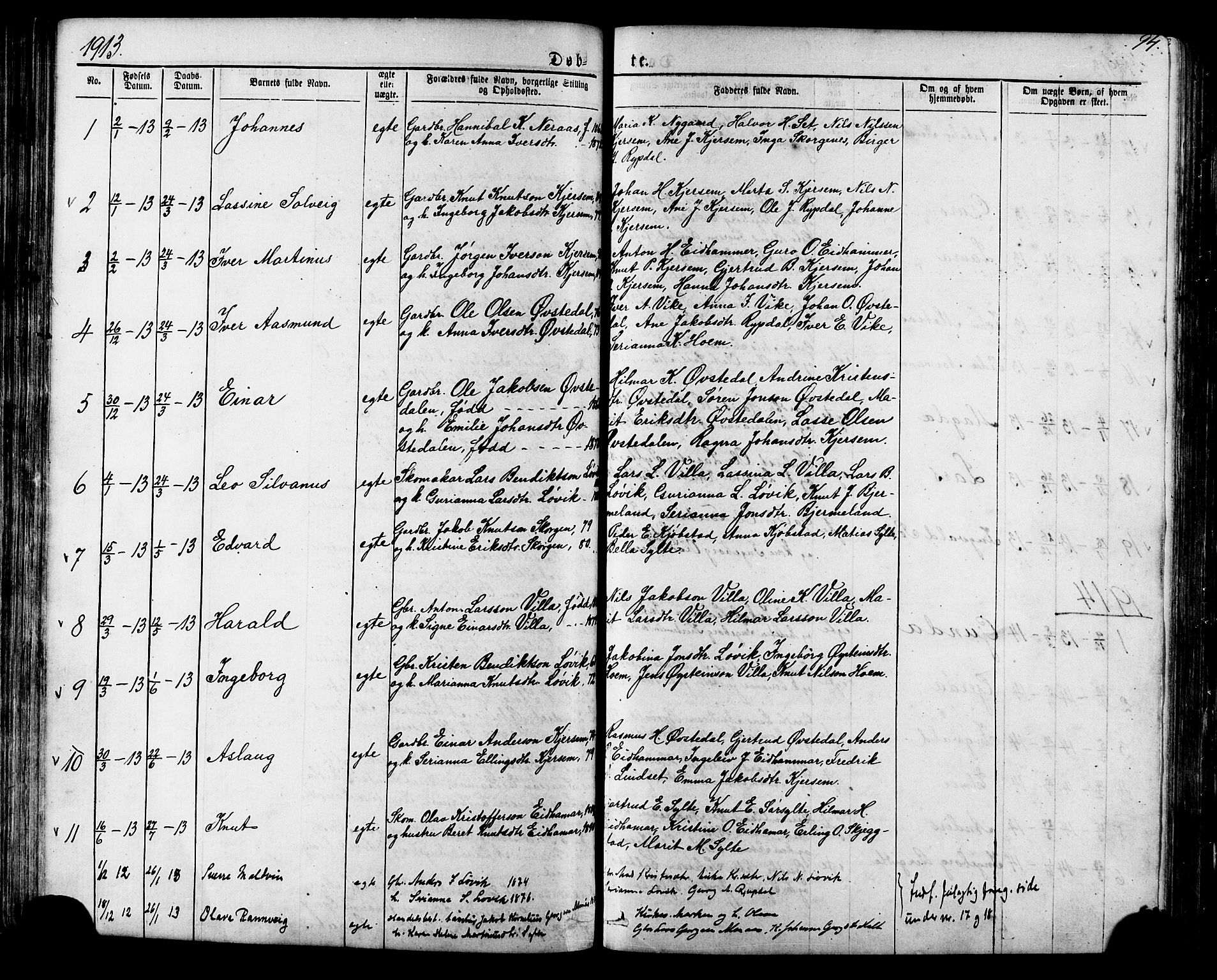 Ministerialprotokoller, klokkerbøker og fødselsregistre - Møre og Romsdal, SAT/A-1454/541/L0547: Parish register (copy) no. 541C02, 1867-1921, p. 94