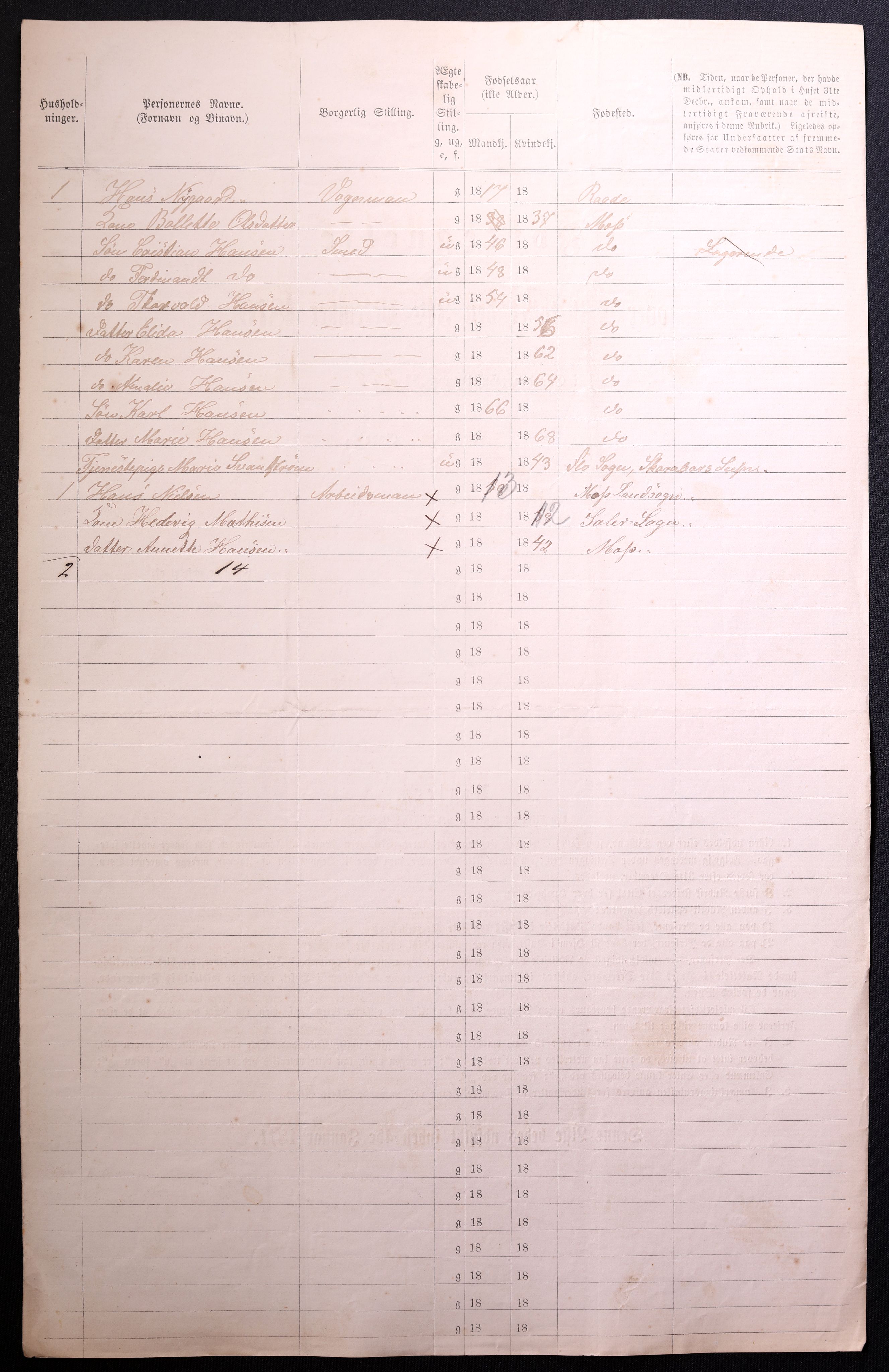 RA, 1870 census for 0104 Moss, 1870, p. 412