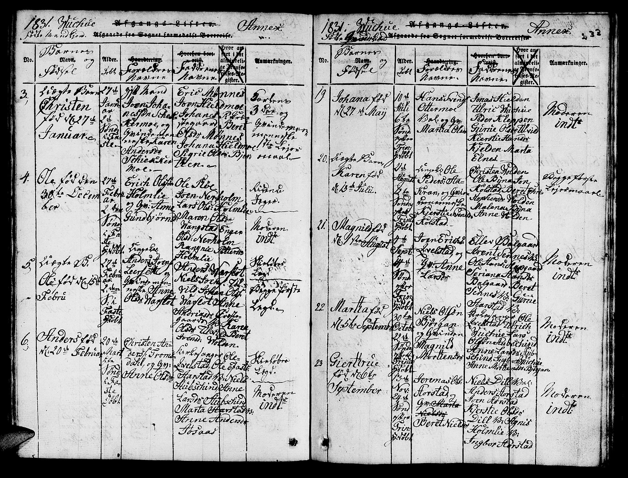 Ministerialprotokoller, klokkerbøker og fødselsregistre - Nord-Trøndelag, AV/SAT-A-1458/724/L0265: Parish register (copy) no. 724C01, 1816-1845, p. 233