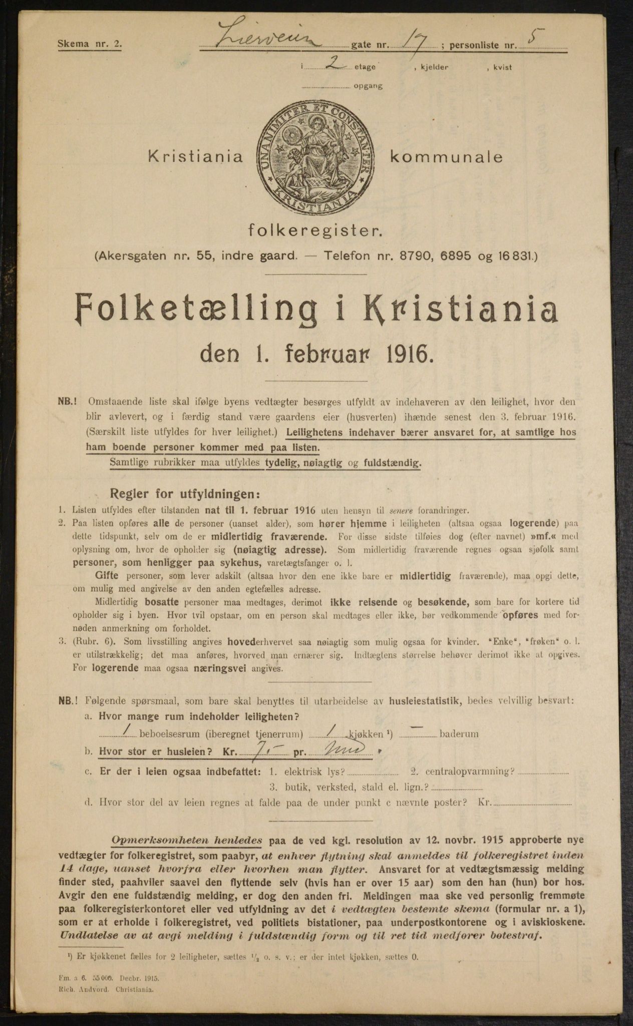 OBA, Municipal Census 1916 for Kristiania, 1916, p. 58829