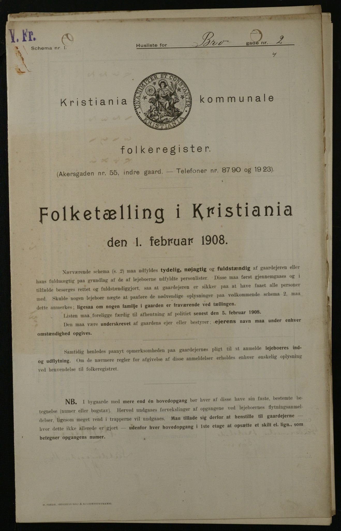 OBA, Municipal Census 1908 for Kristiania, 1908, p. 9244