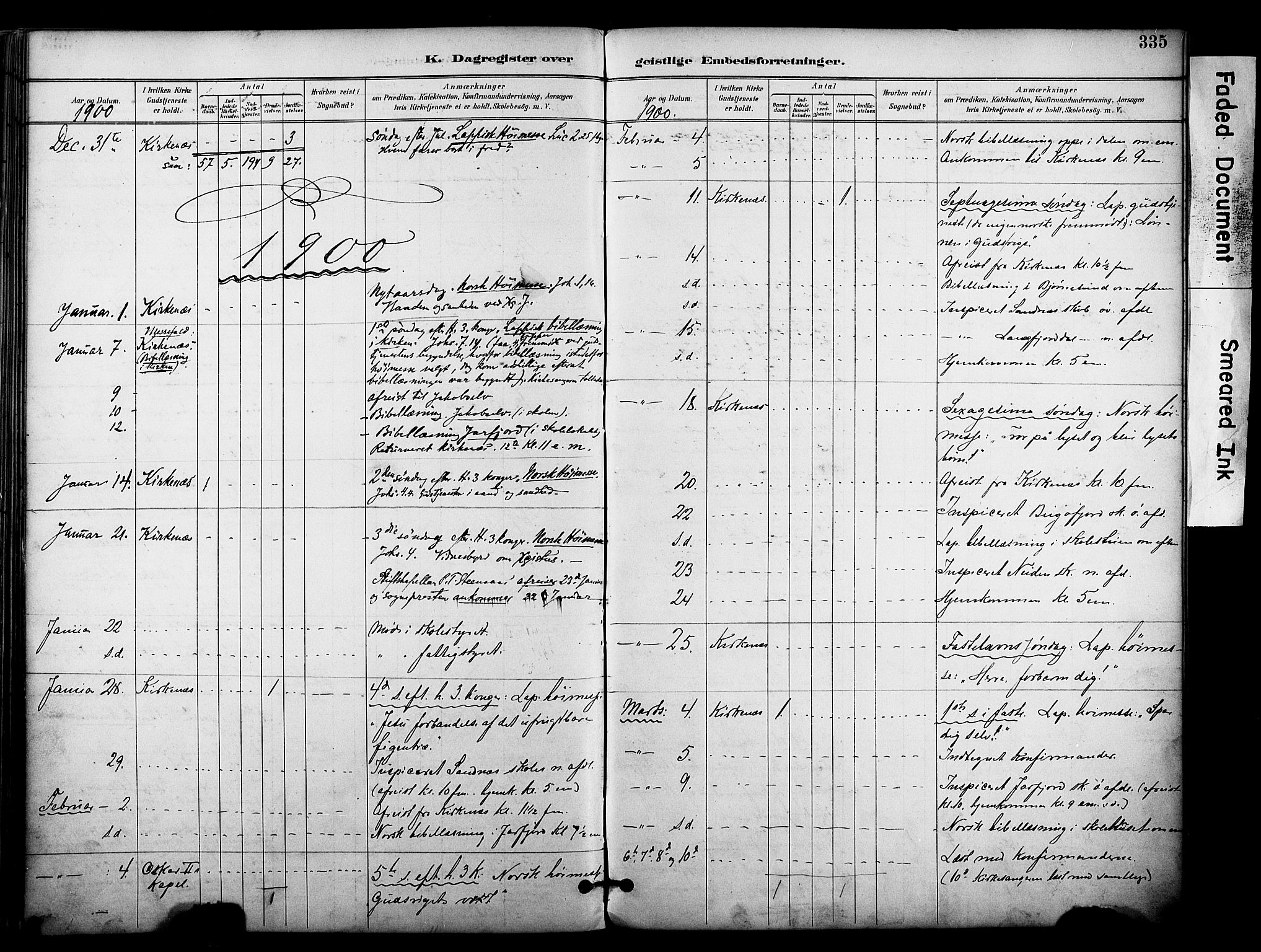 Sør-Varanger sokneprestkontor, AV/SATØ-S-1331/H/Ha/L0004kirke: Parish register (official) no. 4, 1891-1908, p. 335