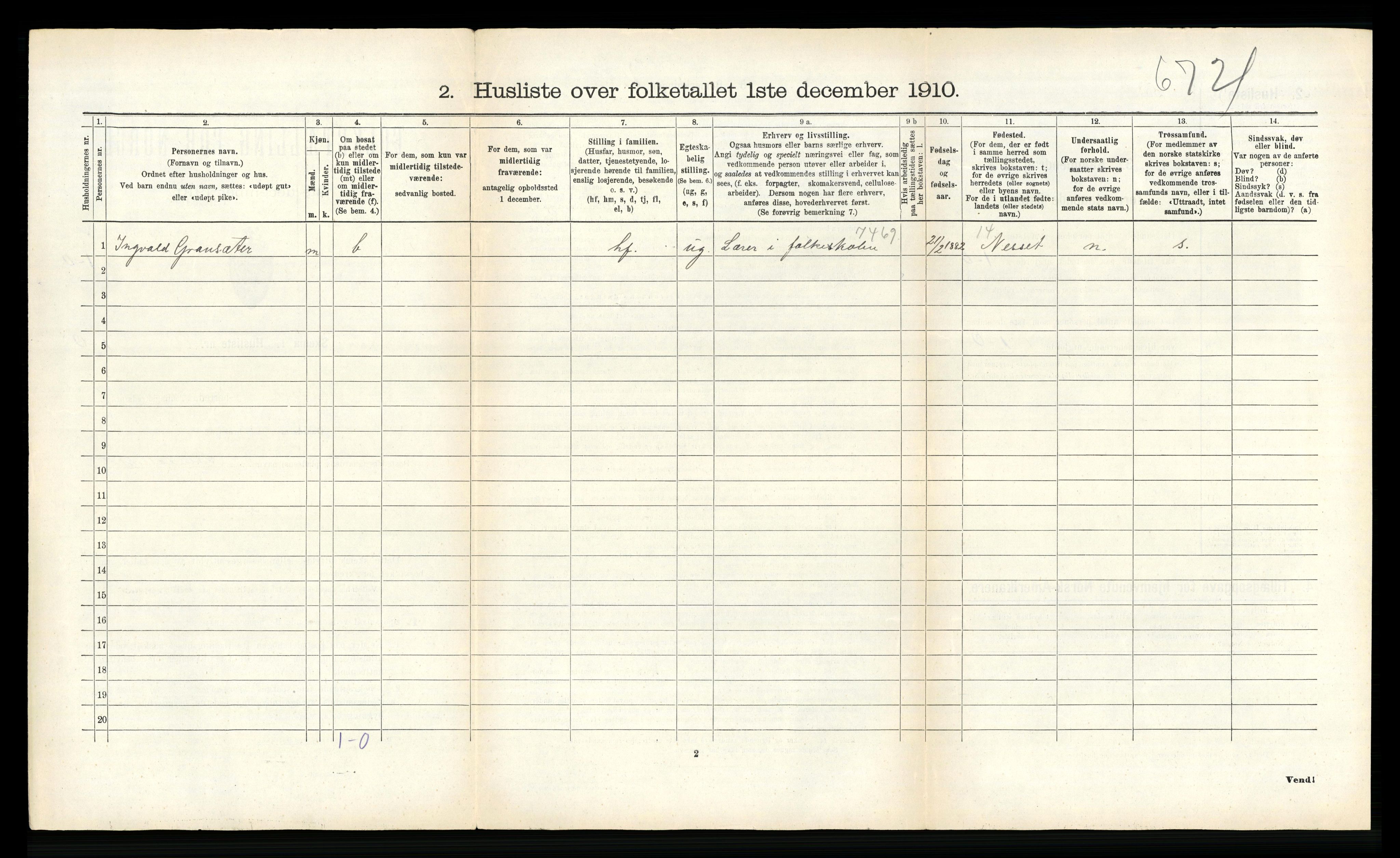 RA, 1910 census for Hadsel, 1910, p. 788