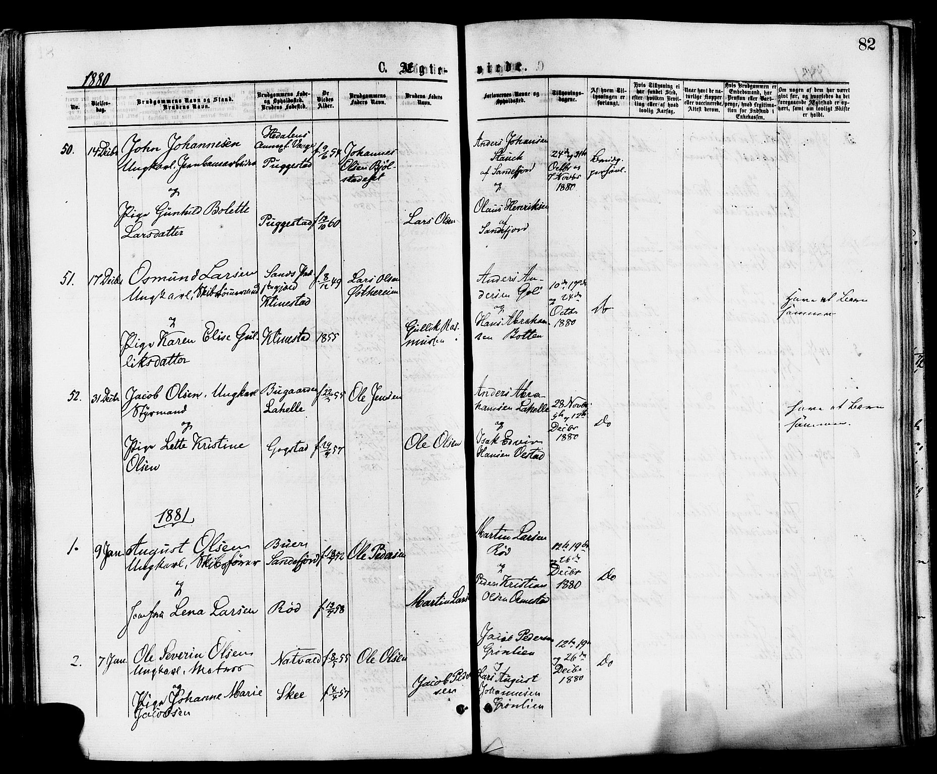 Sandar kirkebøker, SAKO/A-243/F/Fa/L0011: Parish register (official) no. 11, 1872-1882, p. 82