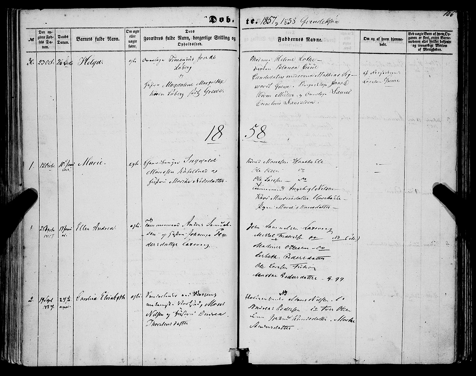 St. Jørgens hospital og Årstad sokneprestembete, AV/SAB-A-99934: Parish register (official) no. A 5, 1857-1869, p. 106