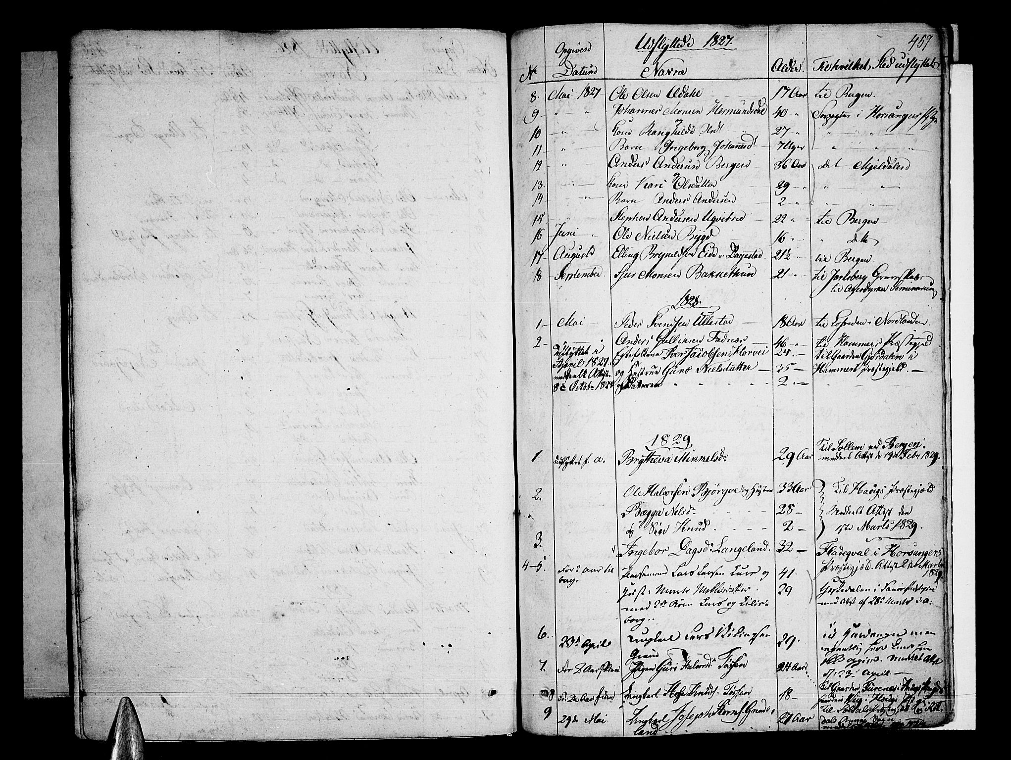 Voss sokneprestembete, SAB/A-79001/H/Haa: Parish register (official) no. A 12, 1823-1837, p. 457