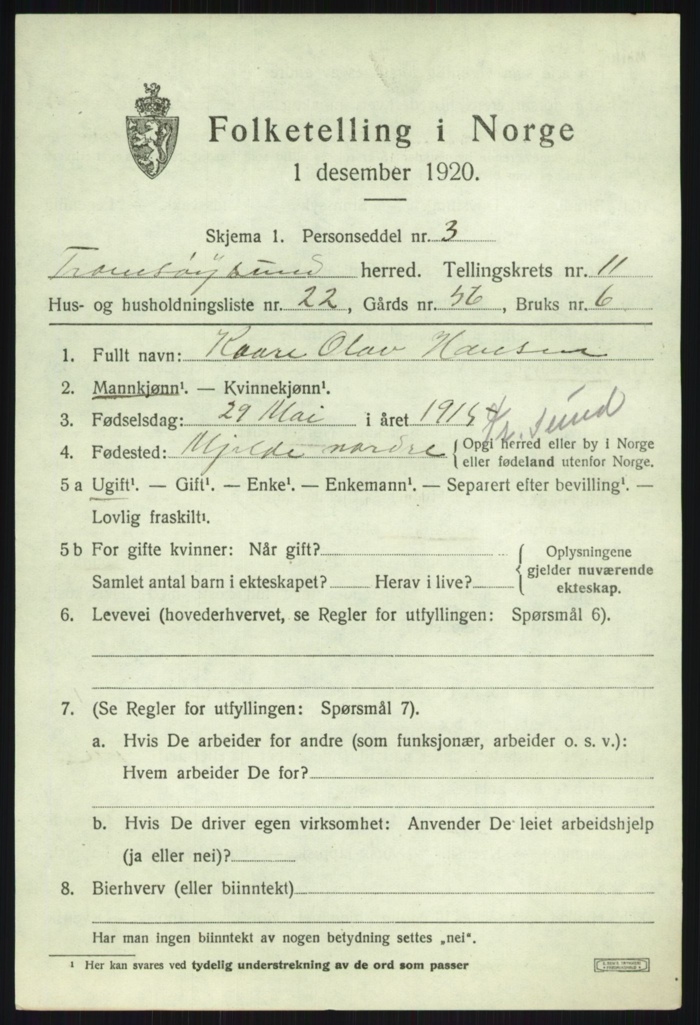 SATØ, 1920 census for Tromsøysund, 1920, p. 7472