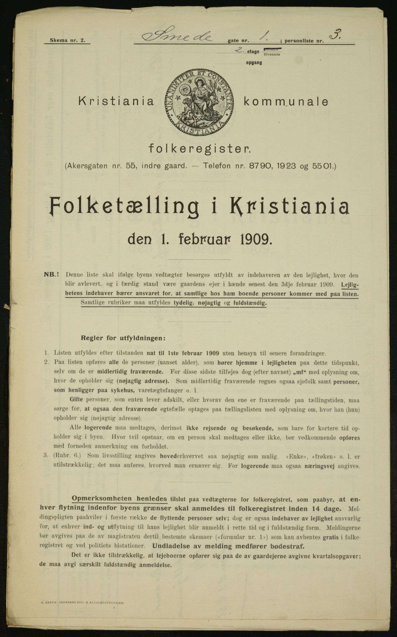 OBA, Municipal Census 1909 for Kristiania, 1909, p. 88051