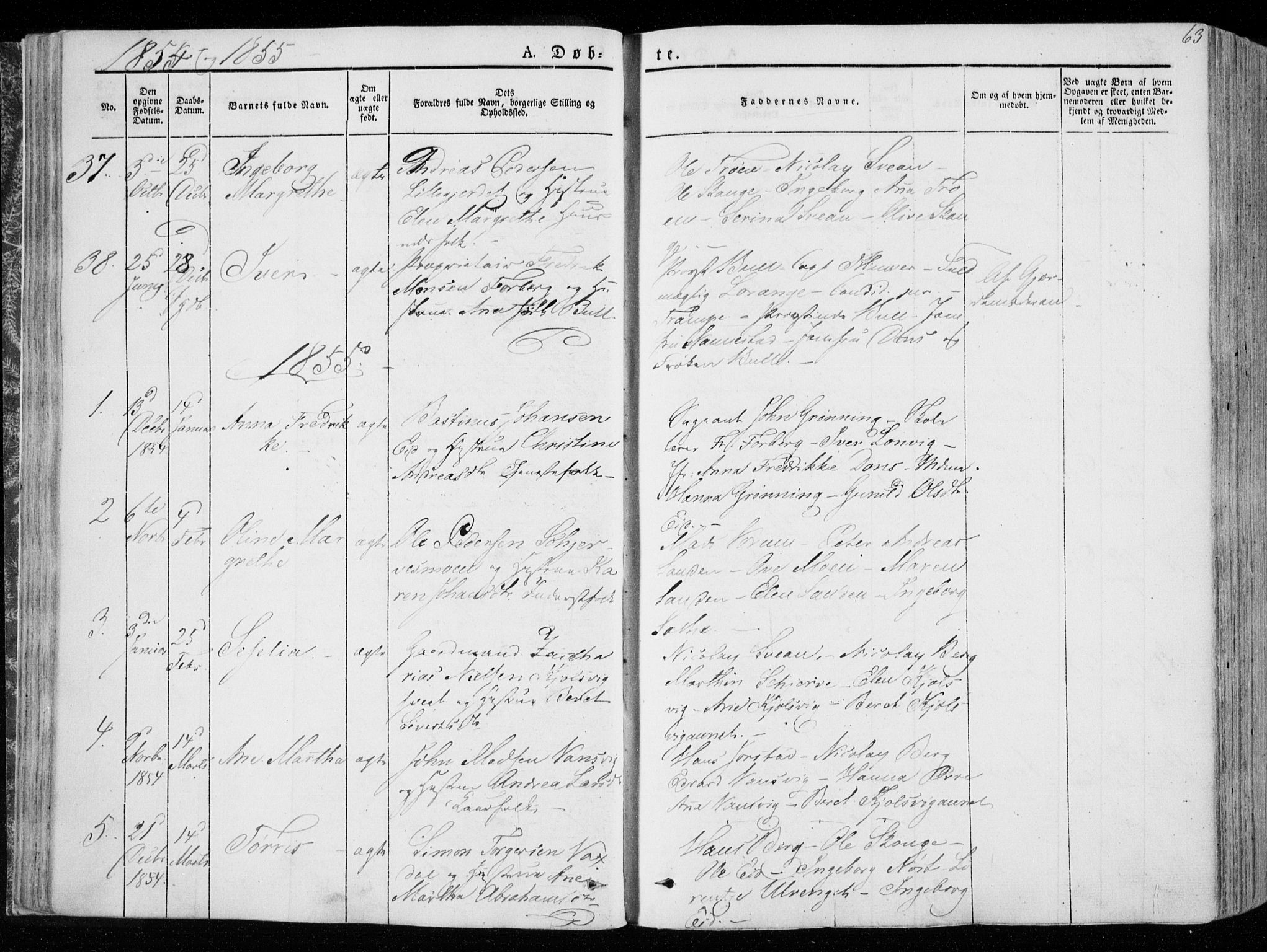 Ministerialprotokoller, klokkerbøker og fødselsregistre - Nord-Trøndelag, SAT/A-1458/722/L0218: Parish register (official) no. 722A05, 1843-1868, p. 63