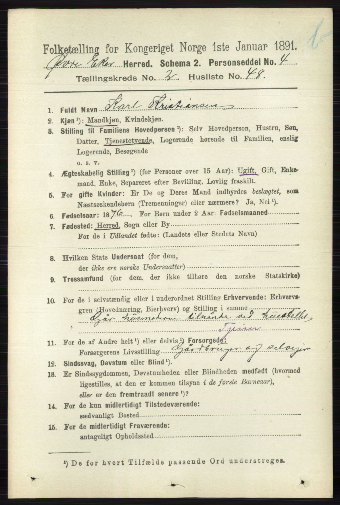 RA, 1891 census for 0624 Øvre Eiker, 1891, p. 8754