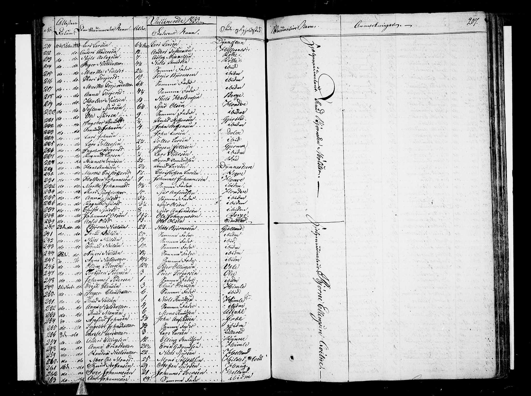 Voss sokneprestembete, AV/SAB-A-79001/H/Haa: Parish register (official) no. A 12, 1823-1837, p. 207