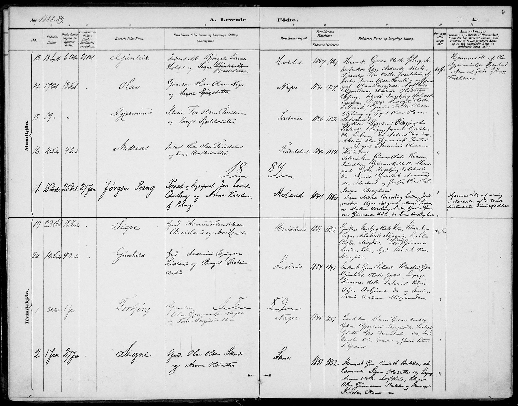 Fyresdal kirkebøker, AV/SAKO-A-263/F/Fa/L0007: Parish register (official) no. I 7, 1887-1914, p. 9