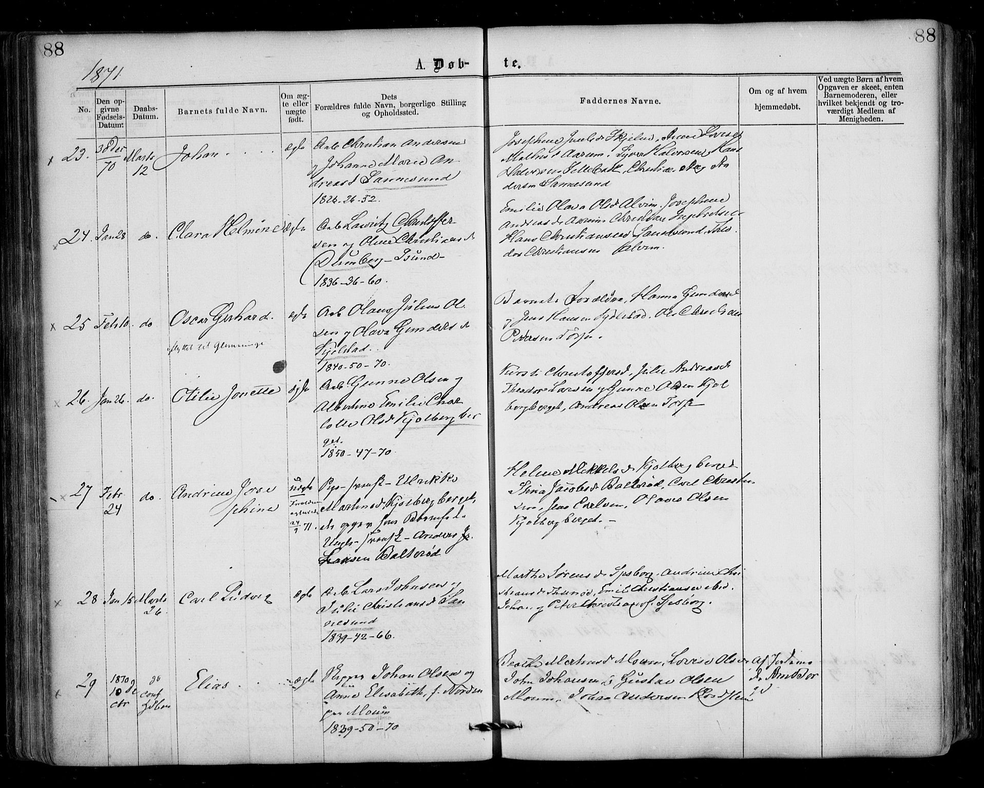 Borge prestekontor Kirkebøker, AV/SAO-A-10903/F/Fa/L0006: Parish register (official) no. I 6, 1861-1874, p. 88