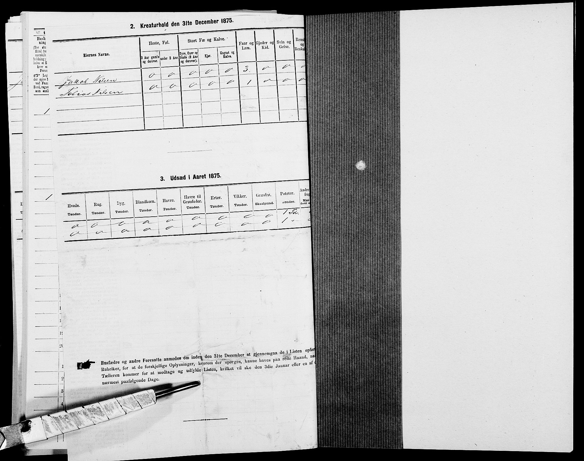 SAK, 1875 census for 1041L Vanse/Vanse og Farsund, 1875, p. 262