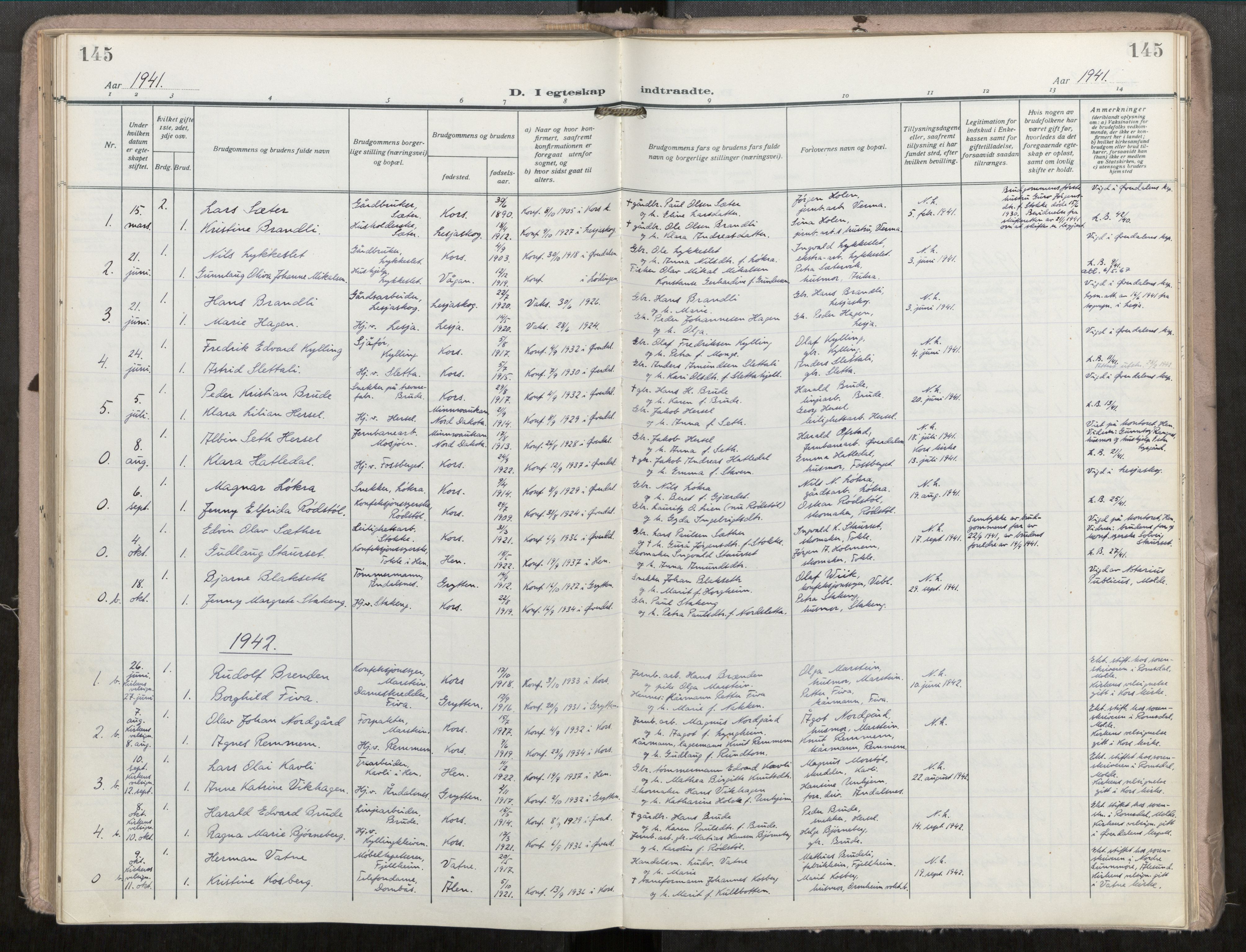 Ministerialprotokoller, klokkerbøker og fødselsregistre - Møre og Romsdal, SAT/A-1454/546/L0601: Parish register (official) no. 546A04, 1919-1956, p. 145