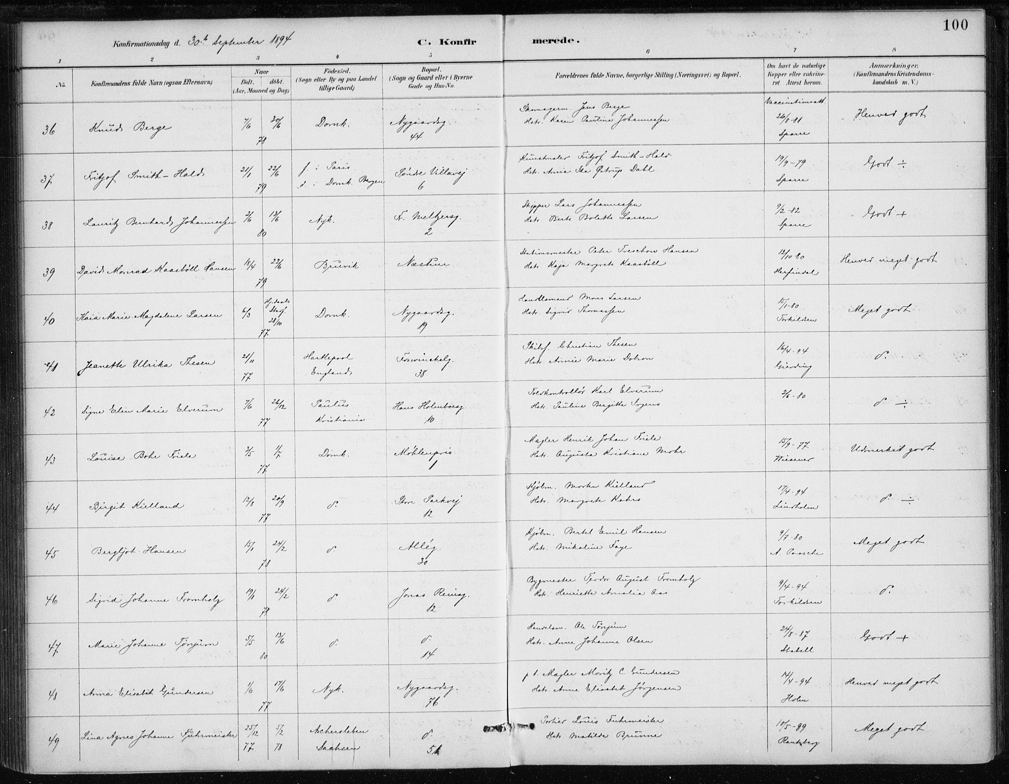 Johanneskirken sokneprestembete, SAB/A-76001/H/Haa/L0008: Parish register (official) no. C 1, 1885-1907, p. 100