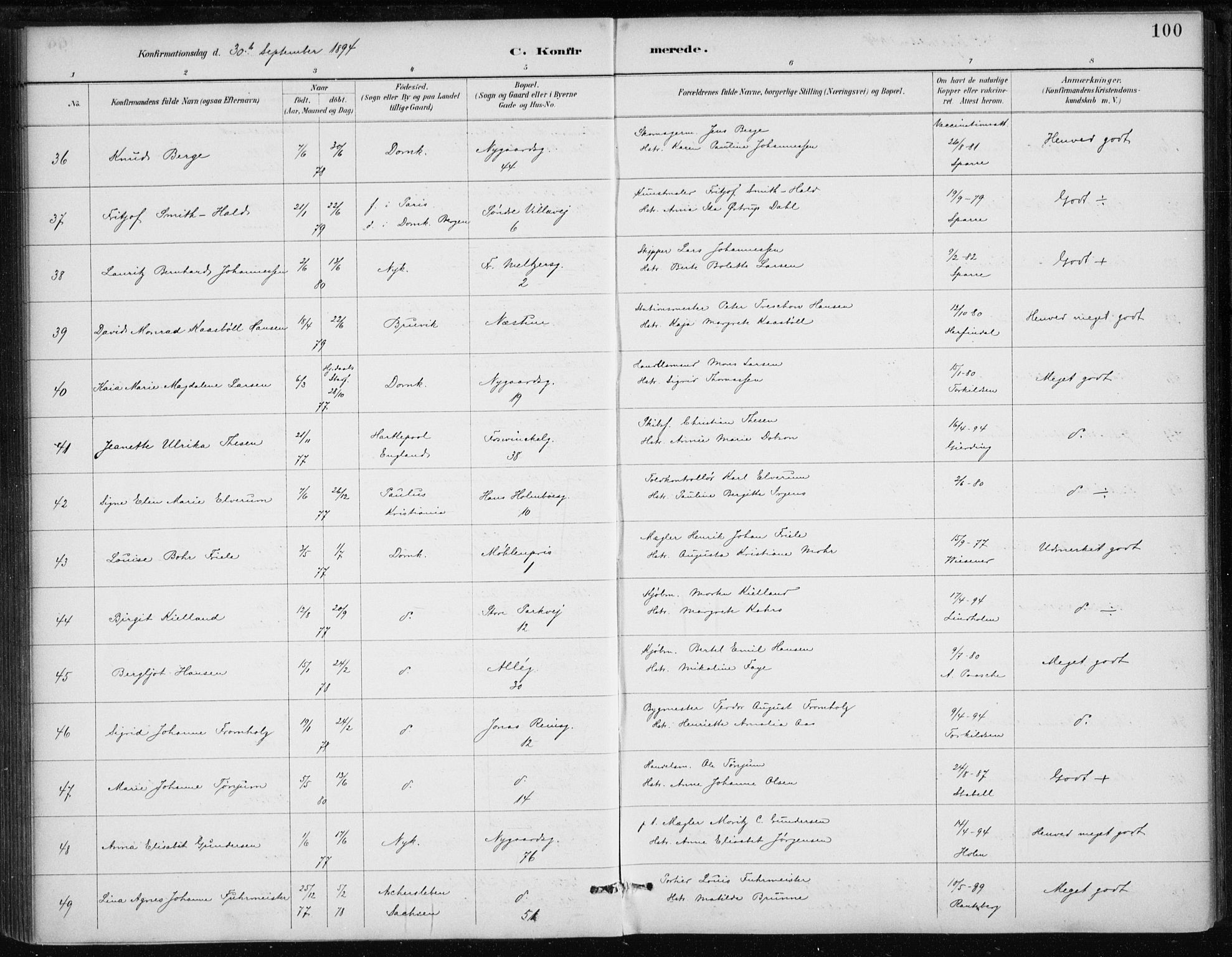 Johanneskirken sokneprestembete, AV/SAB-A-76001/H/Haa/L0008: Parish register (official) no. C 1, 1885-1907, p. 100