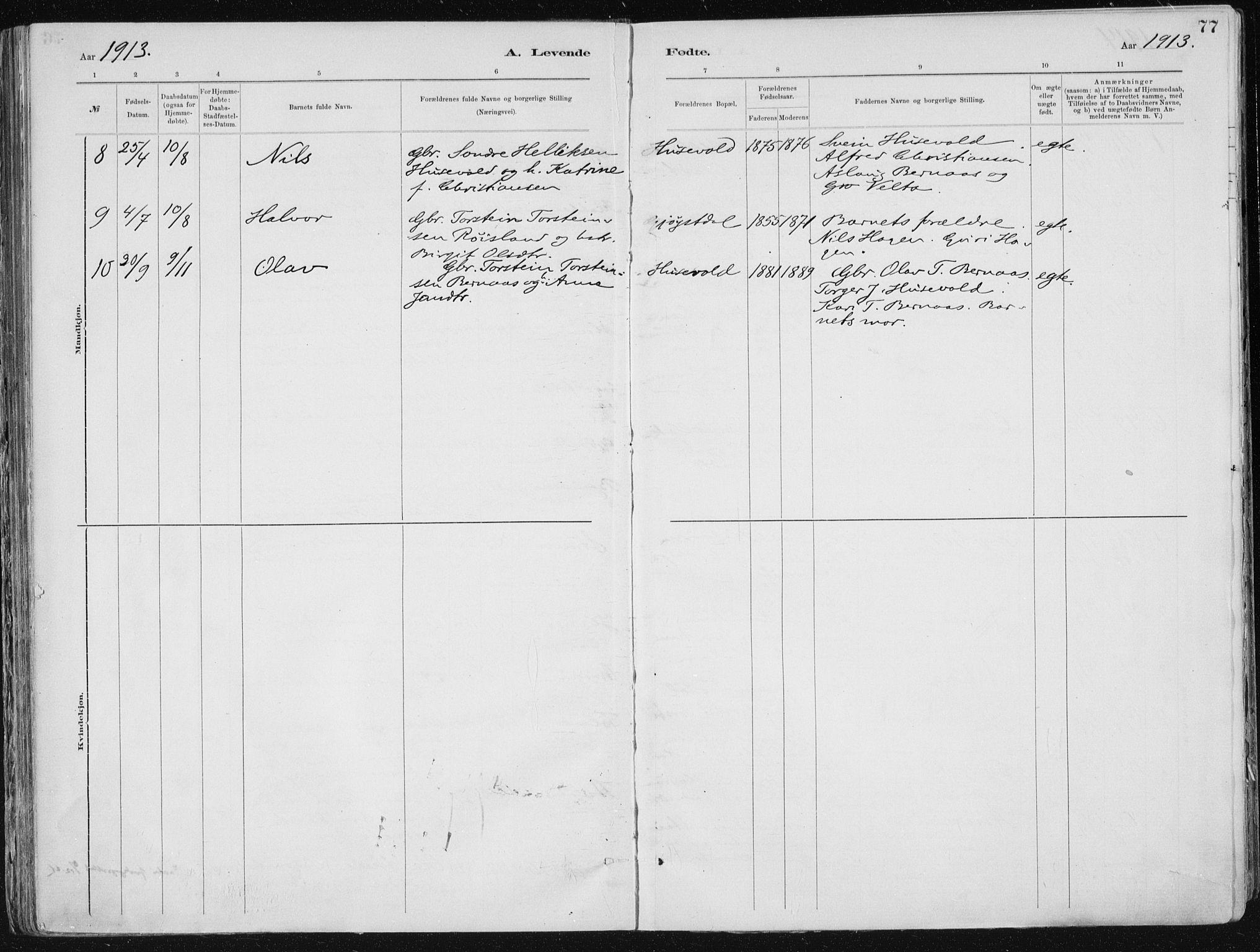 Tinn kirkebøker, AV/SAKO-A-308/F/Fa/L0007: Parish register (official) no. I 7, 1878-1922, p. 77