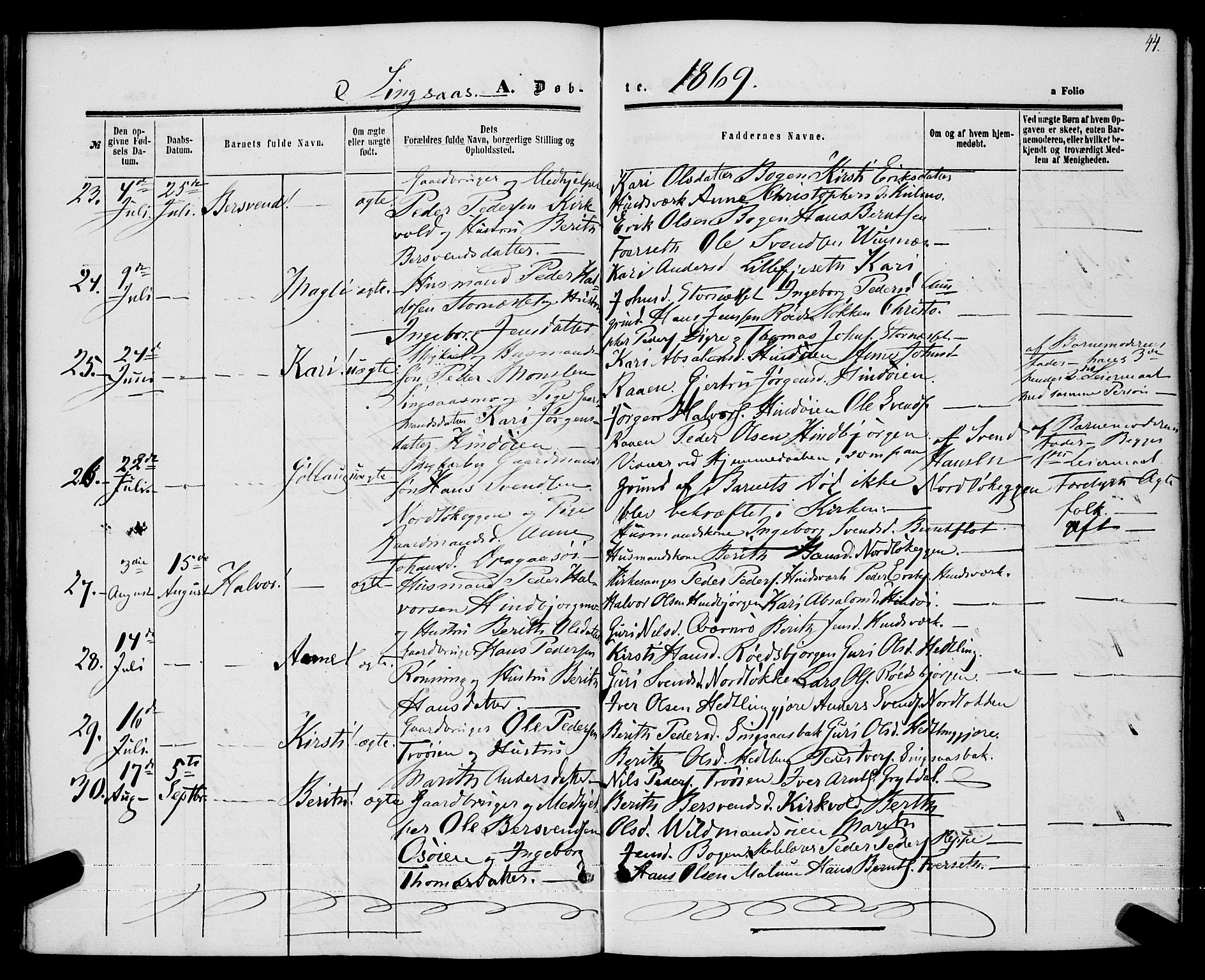 Ministerialprotokoller, klokkerbøker og fødselsregistre - Sør-Trøndelag, SAT/A-1456/685/L0967: Parish register (official) no. 685A07 /2, 1860-1869, p. 44