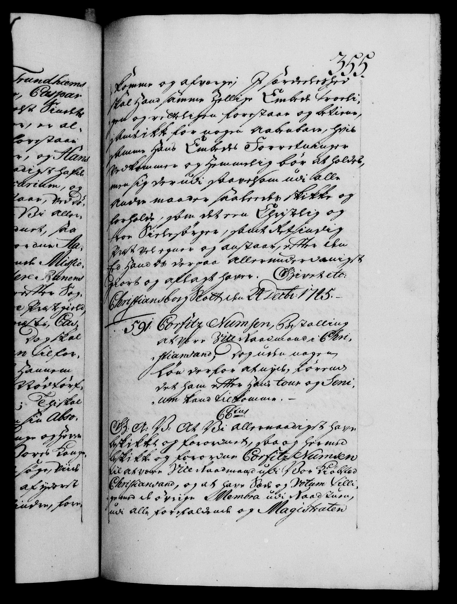 Danske Kanselli 1572-1799, AV/RA-EA-3023/F/Fc/Fca/Fcaa/L0034: Norske registre, 1745-1746, p. 355a