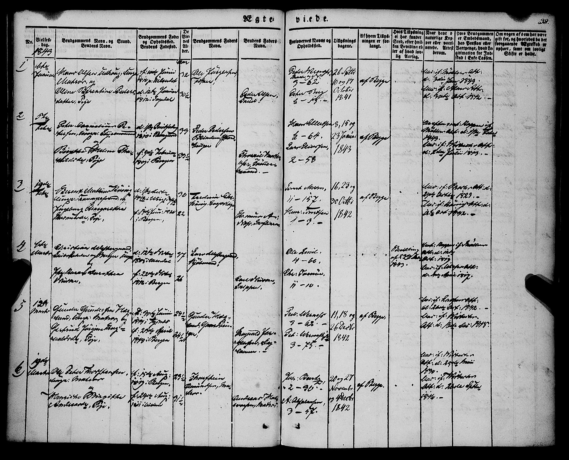 Nykirken Sokneprestembete, SAB/A-77101/H/Haa/L0031: Parish register (official) no. D 1, 1834-1861, p. 38