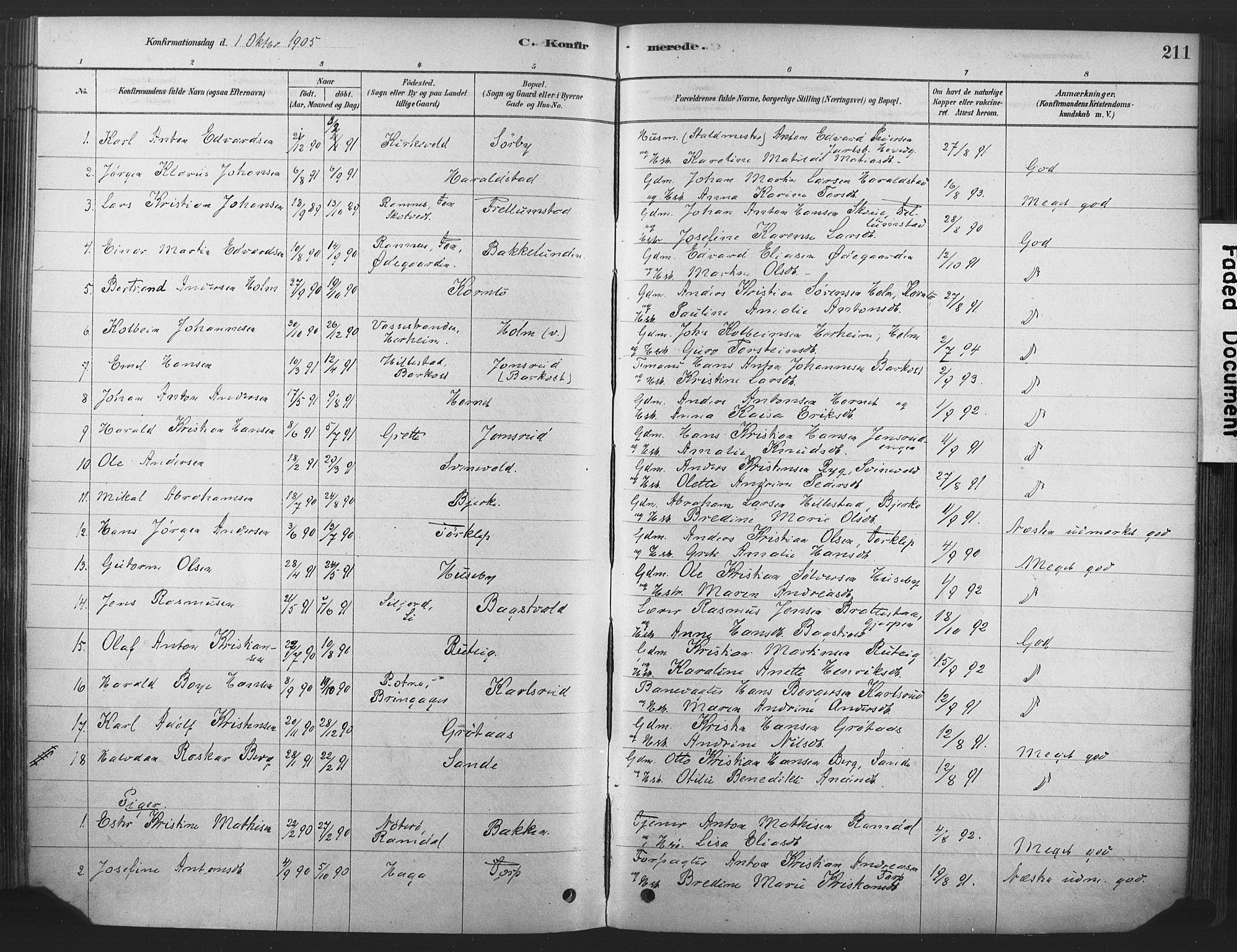 Våle kirkebøker, AV/SAKO-A-334/F/Fa/L0011: Parish register (official) no. I 11, 1878-1906, p. 211