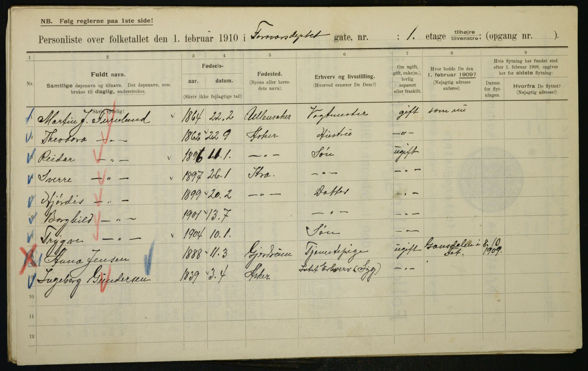 OBA, Municipal Census 1910 for Kristiania, 1910, p. 22634