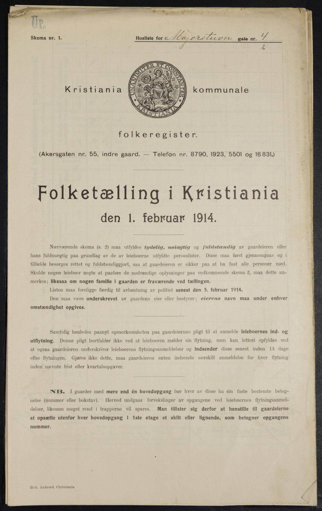 OBA, Municipal Census 1914 for Kristiania, 1914, p. 59536