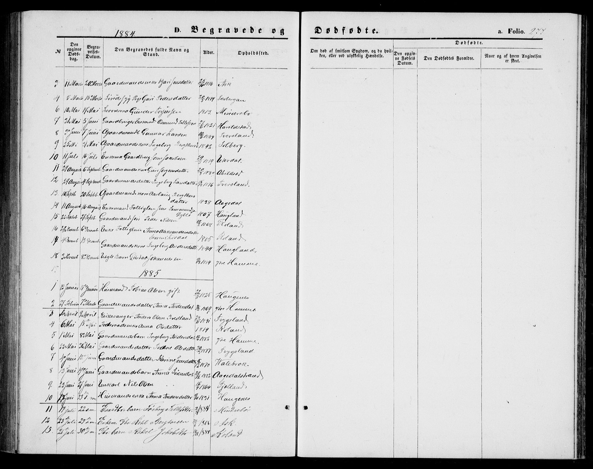 Bjelland sokneprestkontor, AV/SAK-1111-0005/F/Fb/Fba/L0004: Parish register (copy) no. B 4, 1869-1886, p. 277