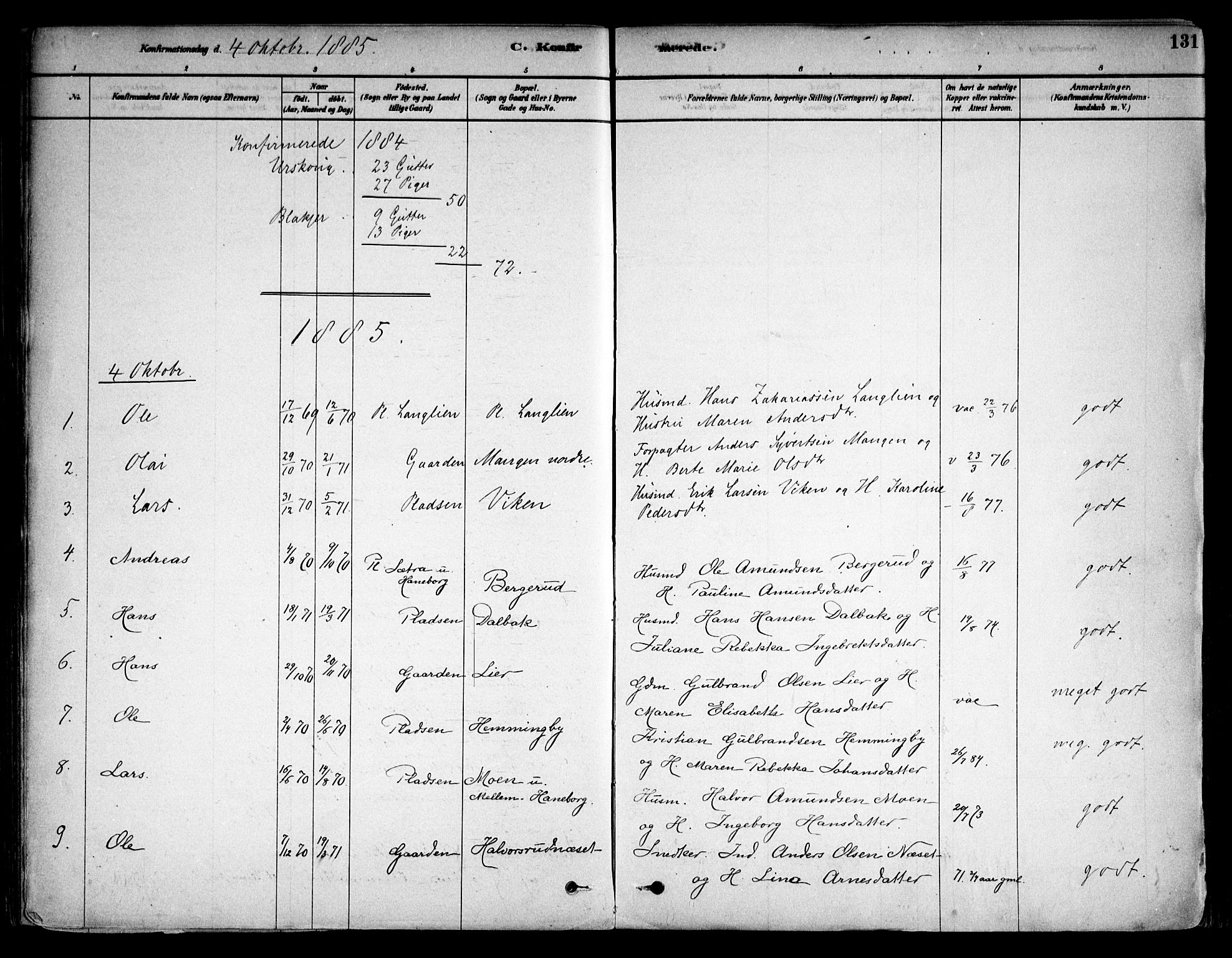 Aurskog prestekontor Kirkebøker, AV/SAO-A-10304a/F/Fa/L0008: Parish register (official) no. I 8, 1878-1937, p. 131