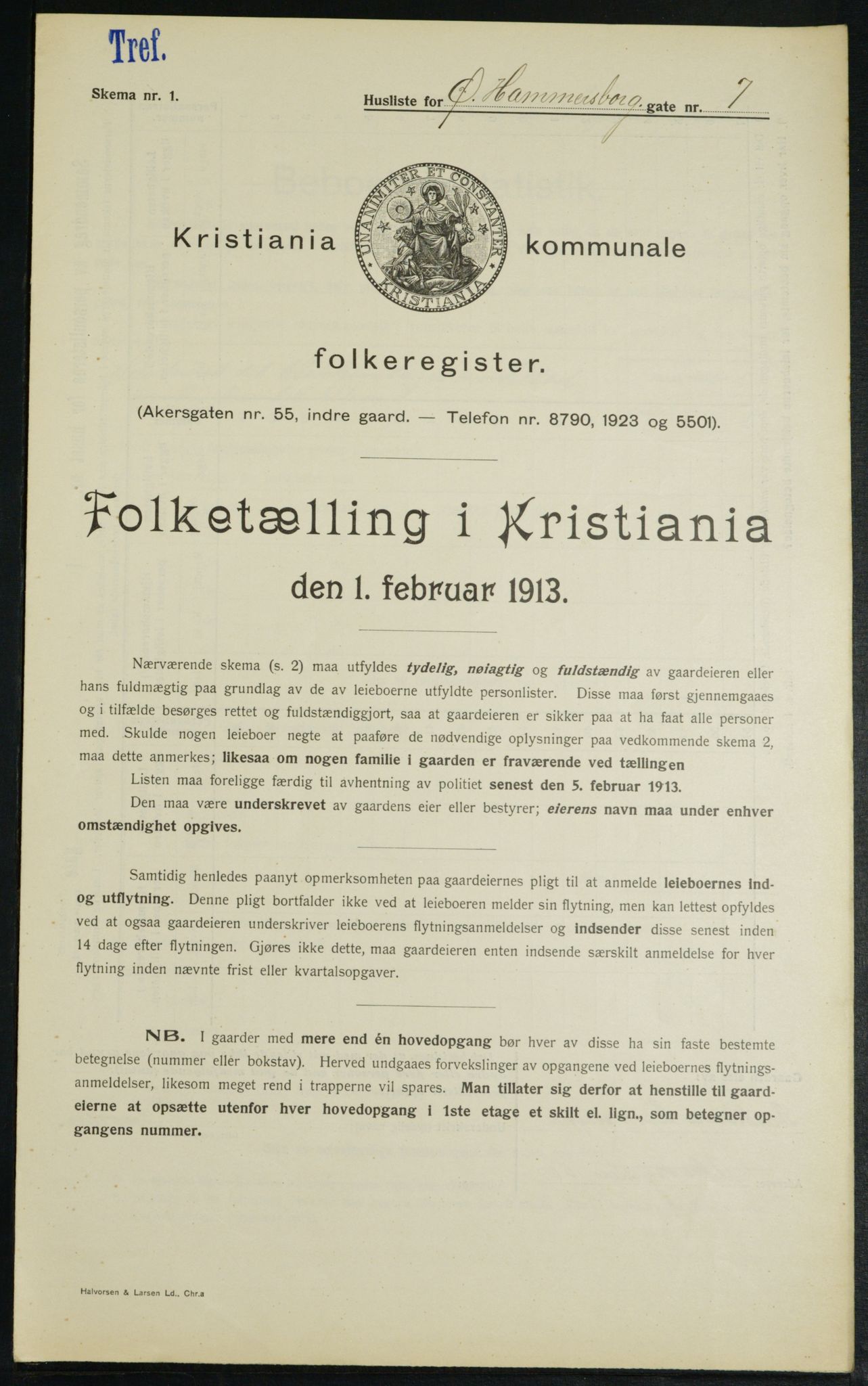 OBA, Municipal Census 1913 for Kristiania, 1913, p. 129796