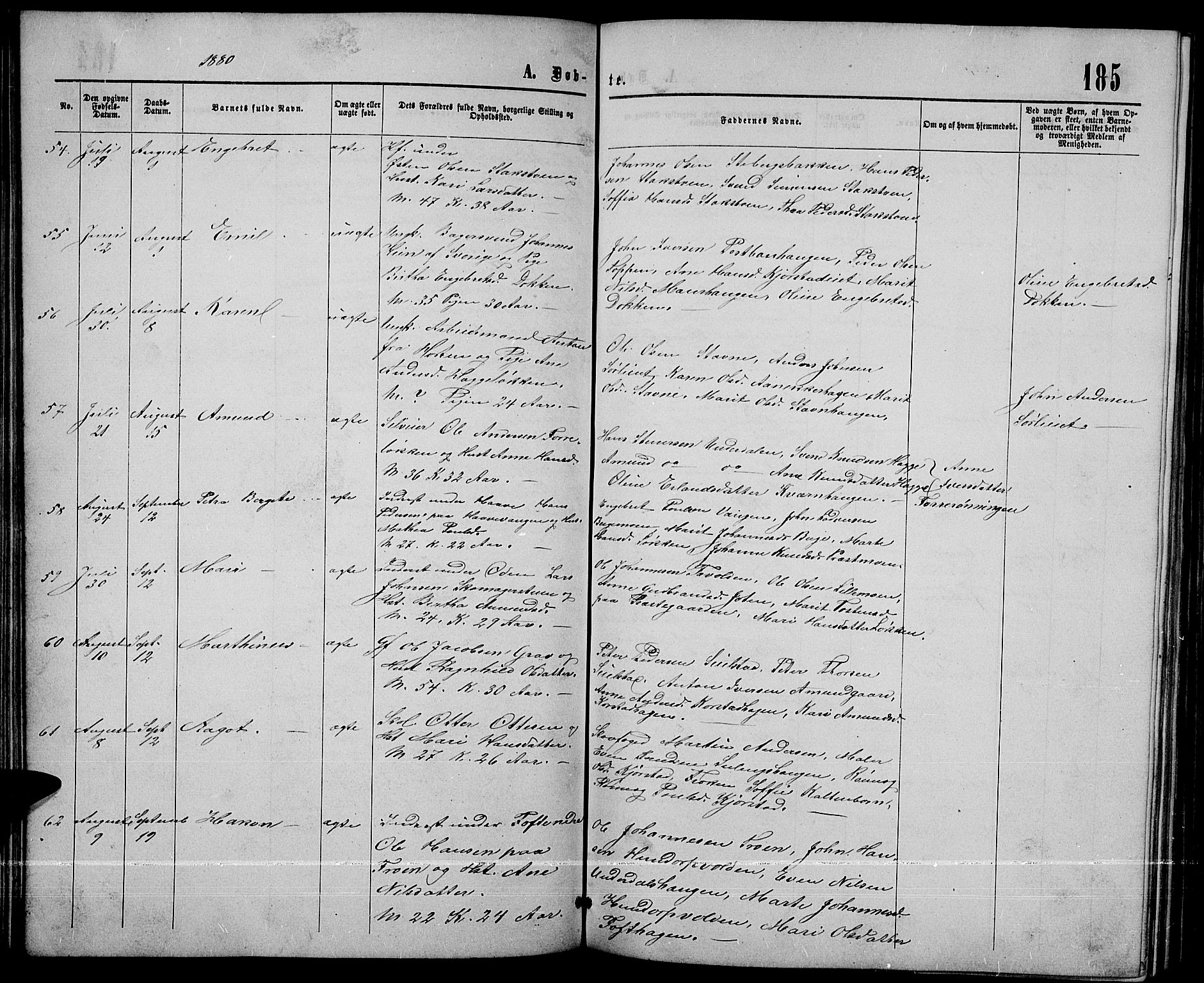 Sør-Fron prestekontor, AV/SAH-PREST-010/H/Ha/Hab/L0002: Parish register (copy) no. 2, 1864-1883, p. 185