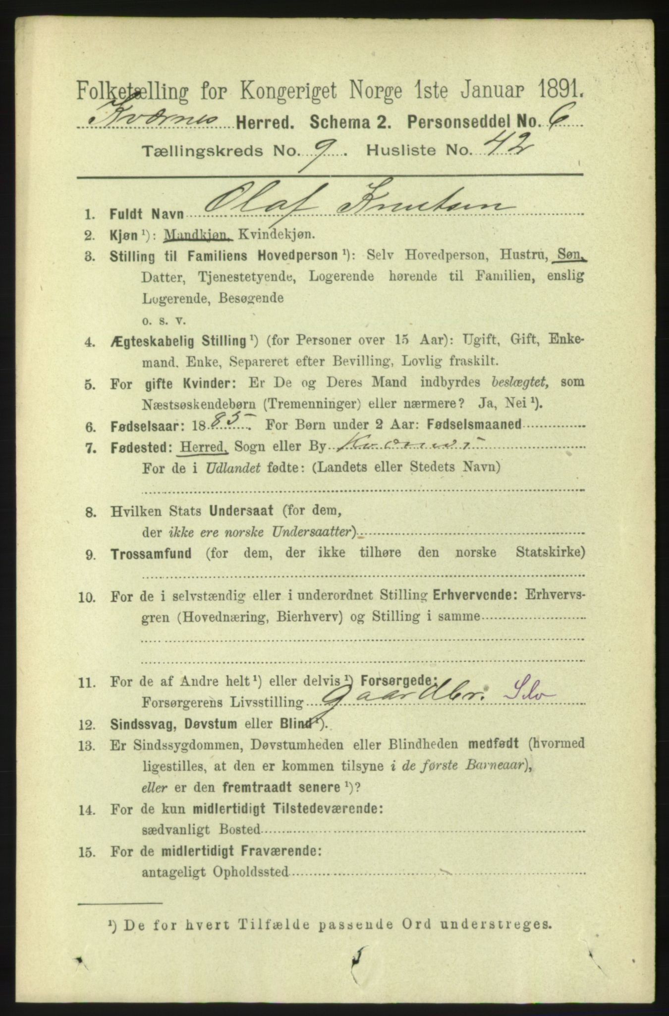 RA, 1891 census for 1553 Kvernes, 1891, p. 4260