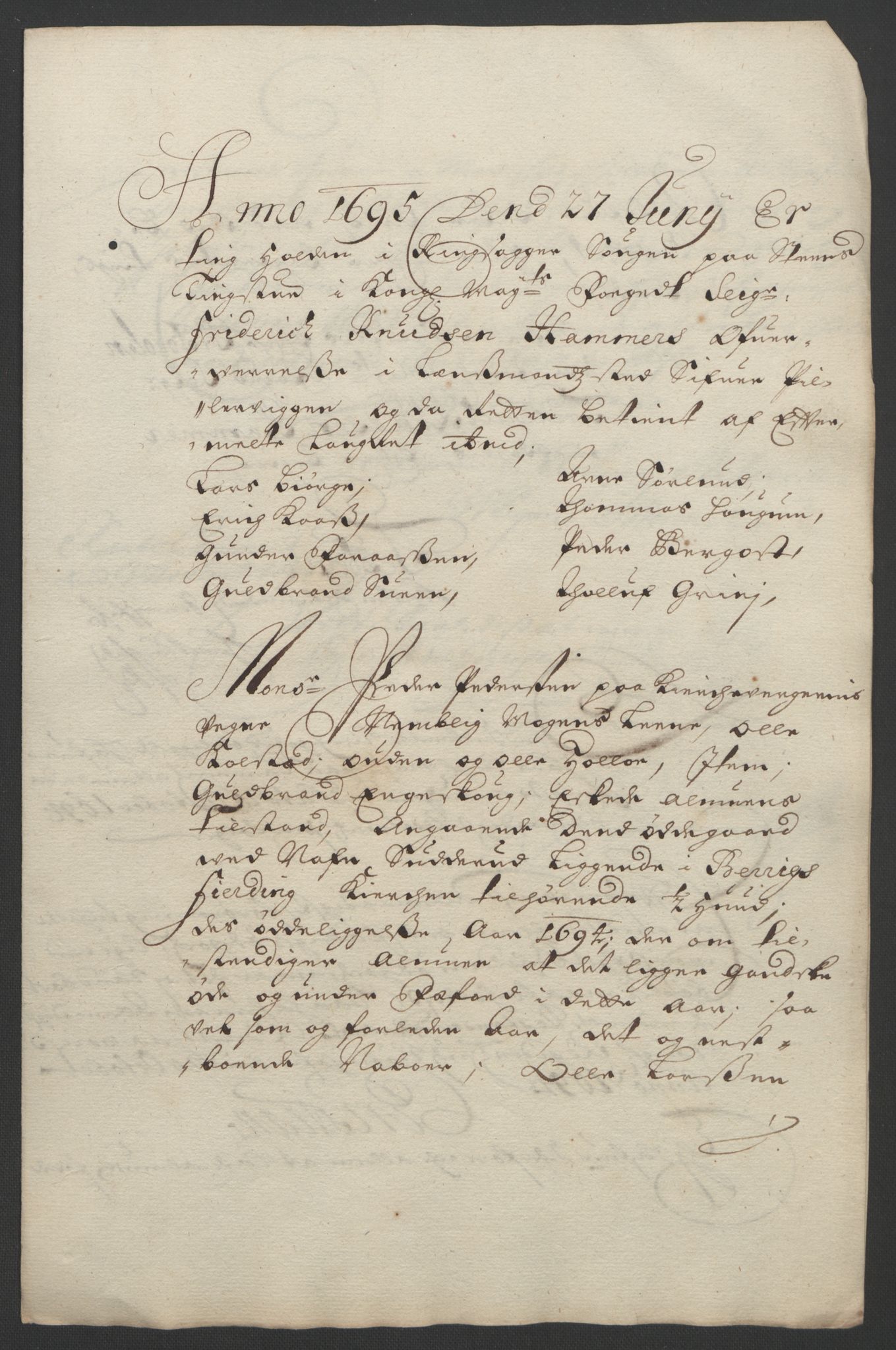 Rentekammeret inntil 1814, Reviderte regnskaper, Fogderegnskap, AV/RA-EA-4092/R16/L1036: Fogderegnskap Hedmark, 1695-1696, p. 241